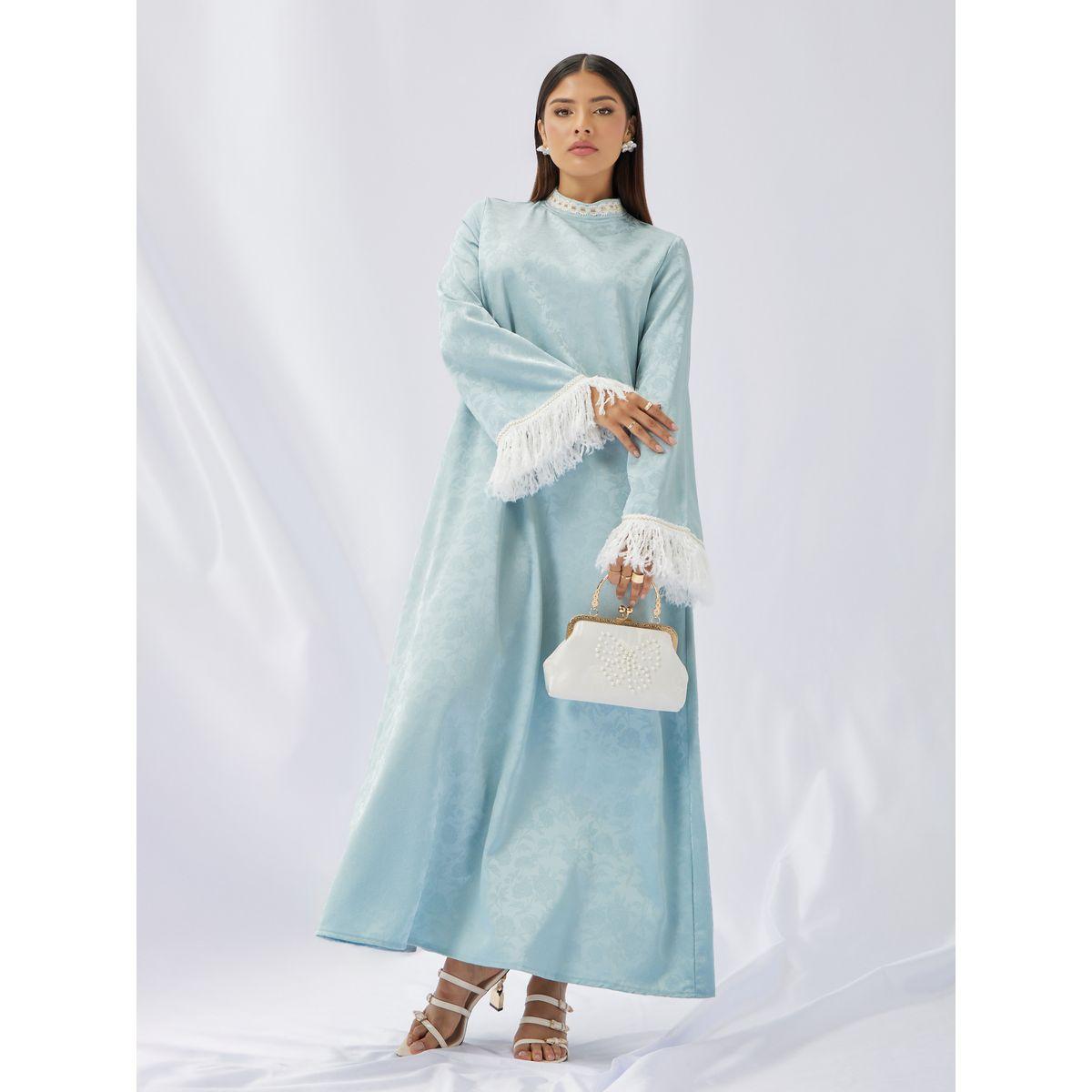 جلابية جاكار بياقة قائمة وشراشيب-women-arabicclothing-jalabiyas-image-2