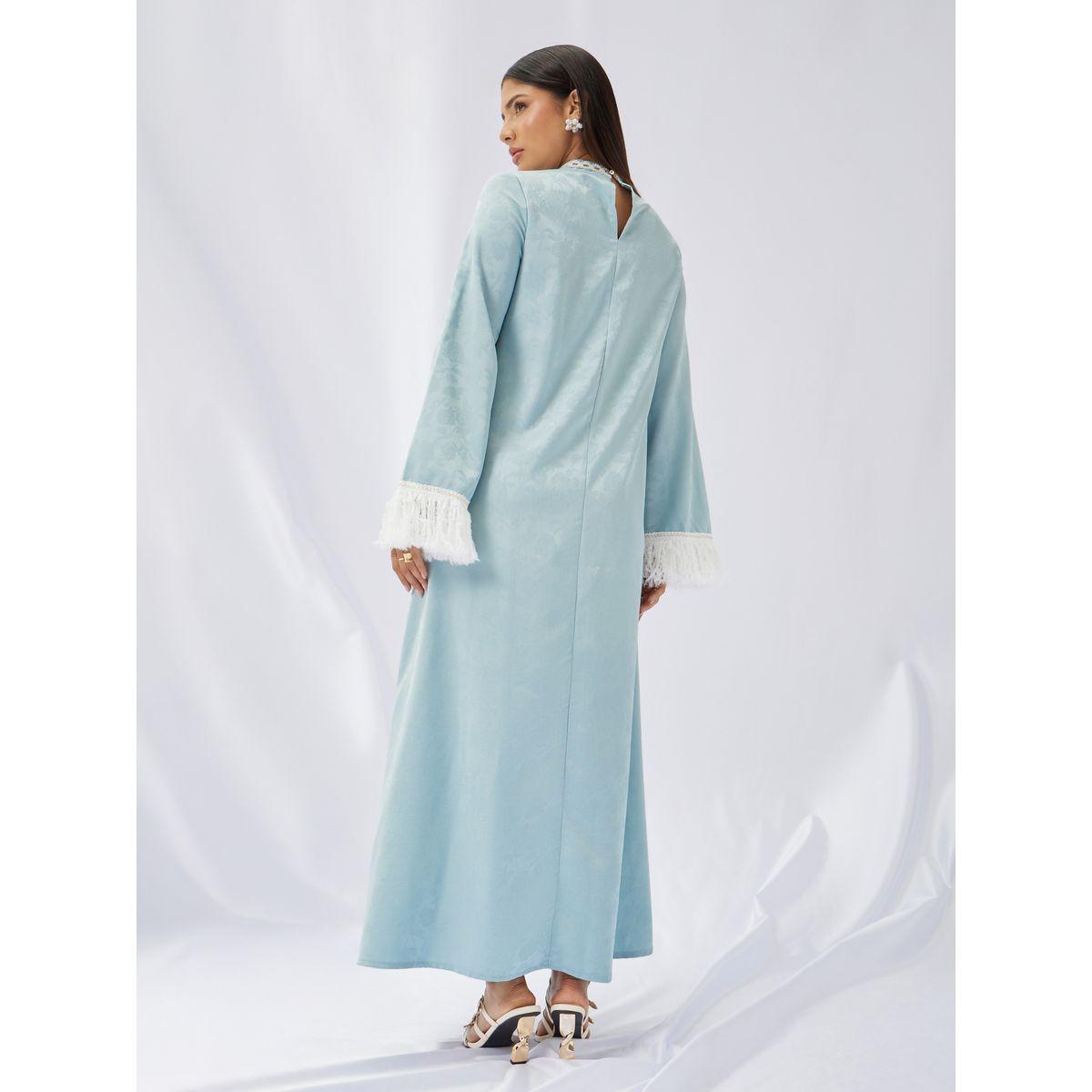 جلابية جاكار بياقة قائمة وشراشيب-women-arabicclothing-jalabiyas-image-5