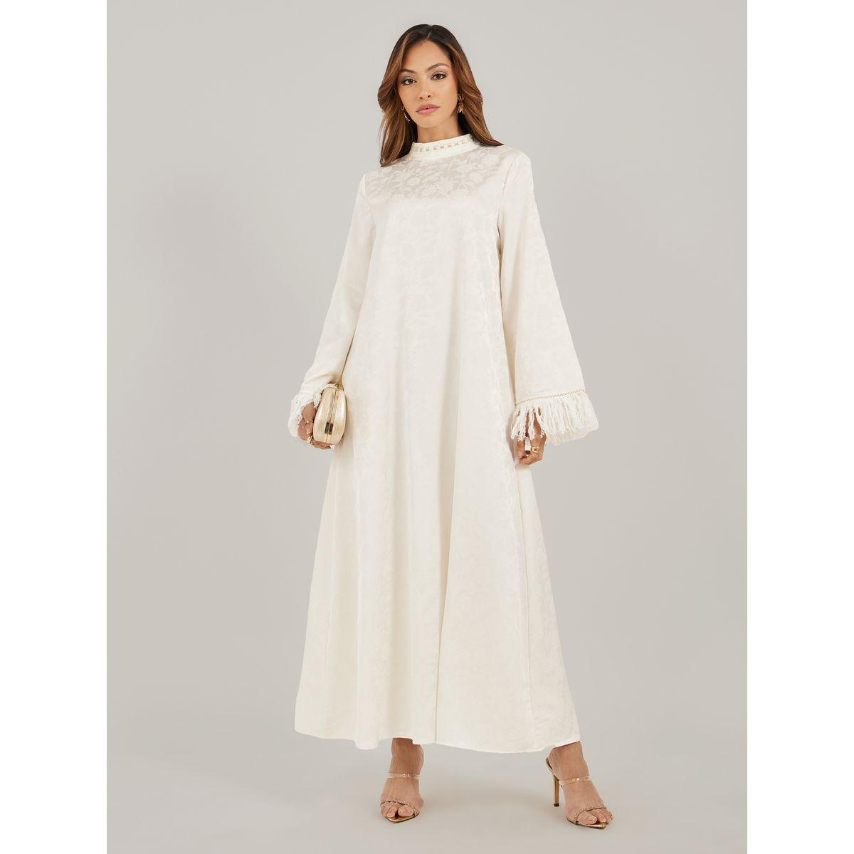 جلابية جاكار بياقة قائمة وشراشيب-women-arabicclothing-jalabiyas-image-2