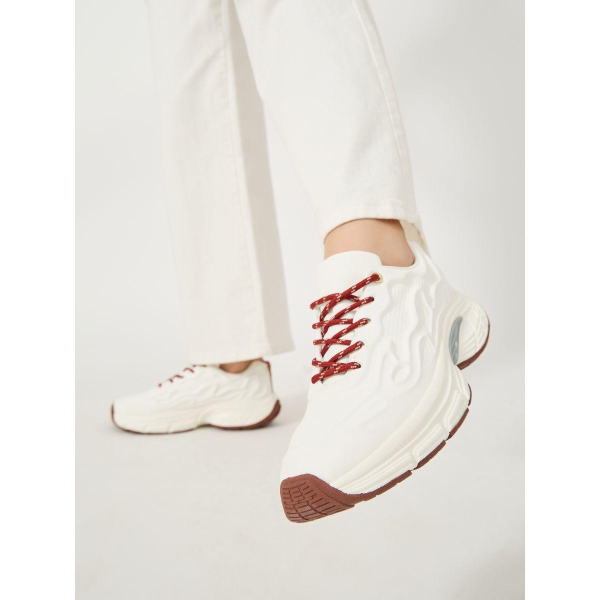 Styli White Patterned Lace Sneakers-women-shoes-sneakers-image-1