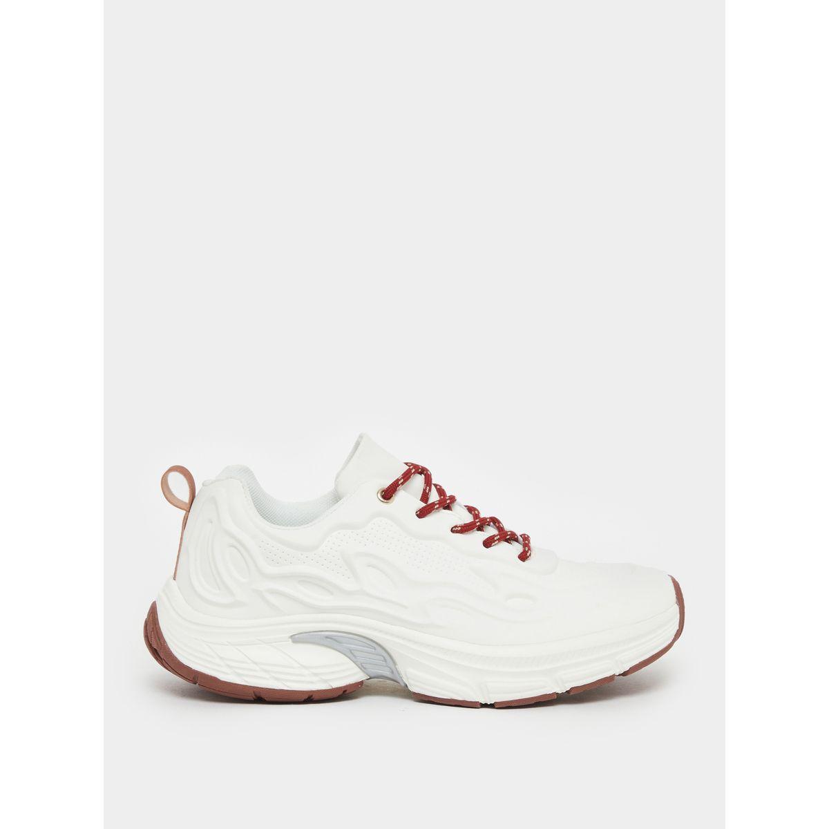 Styli White Patterned Lace Sneakers-women-shoes-sneakers-image-2