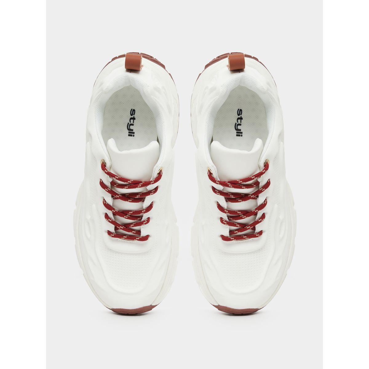 Styli White Patterned Lace Sneakers-women-shoes-sneakers-image-6