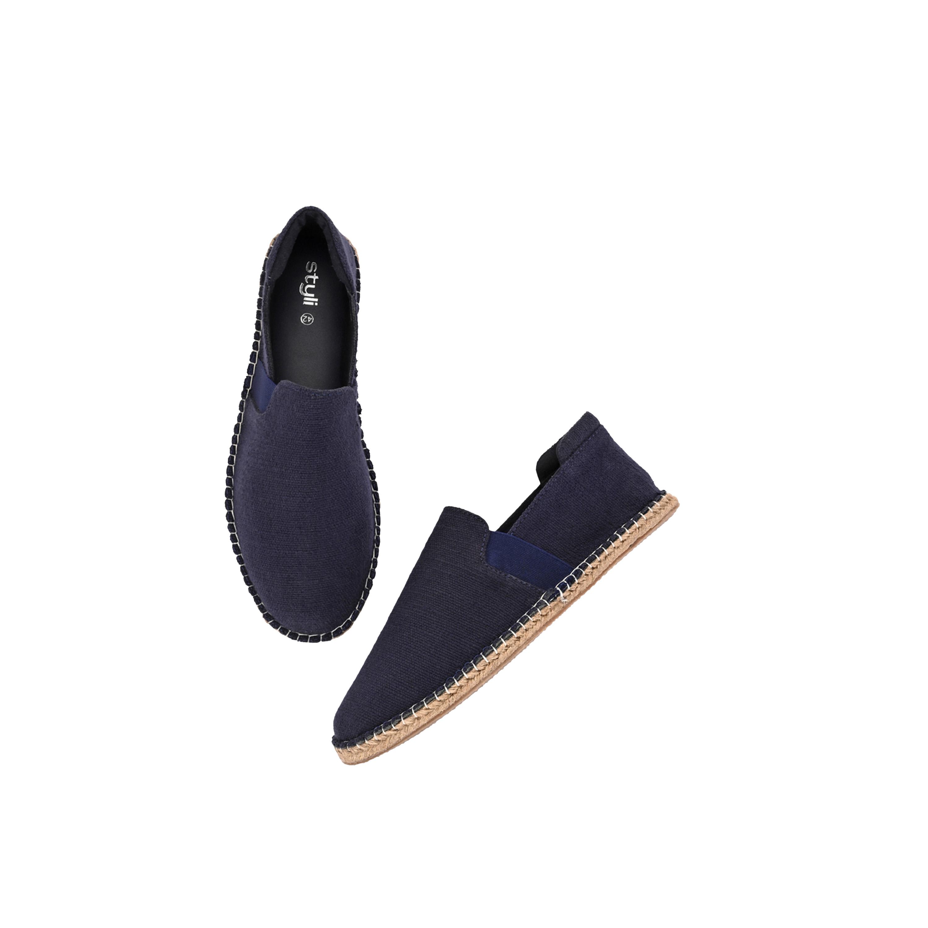 Styli Contrast Stitch Detail Slip On Espadrilles-men-shoes-loafersandmoccasins-image-3