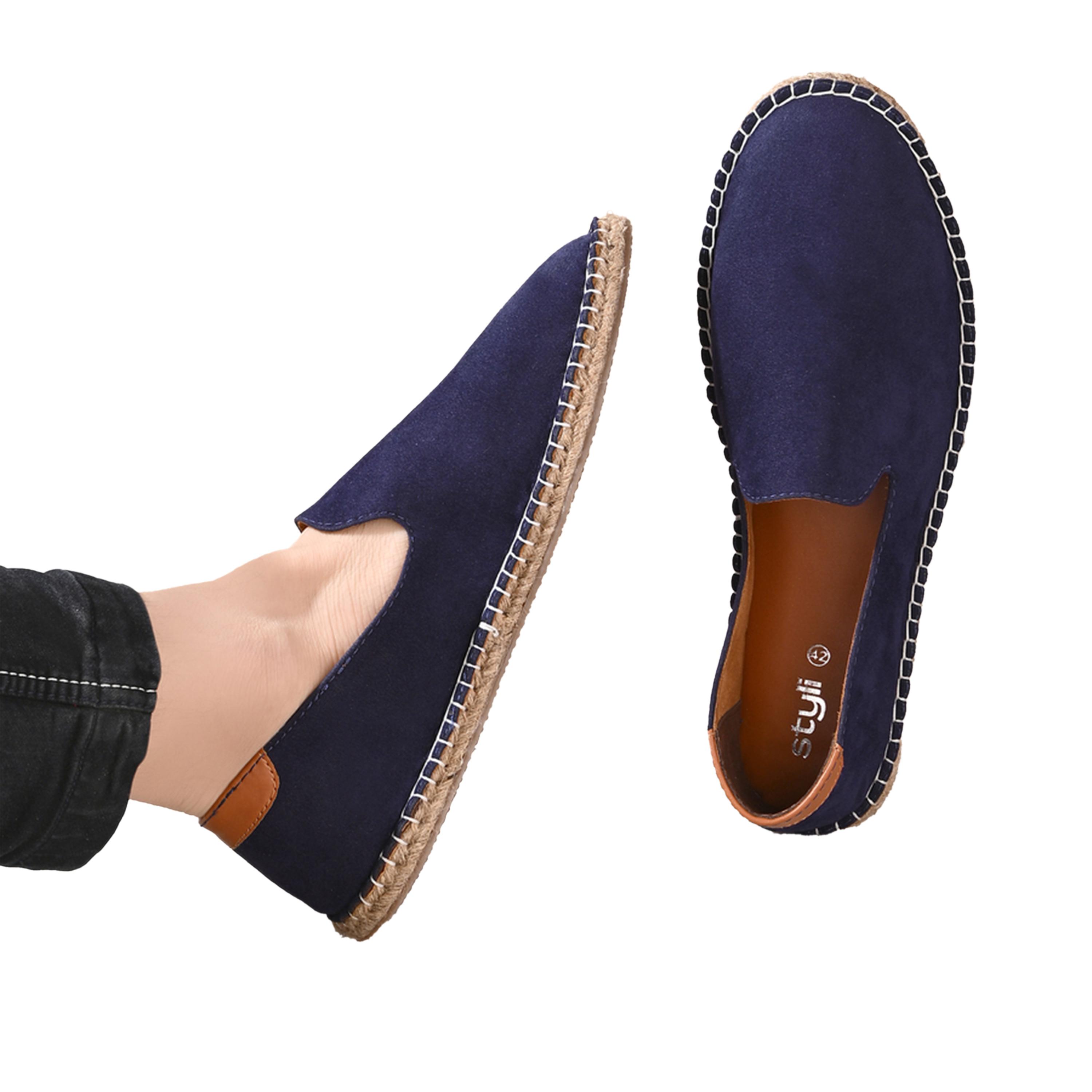 Styli Contrast Stitch Detail Slip On Espadrilles-men-shoes-loafersandmoccasins-image-2
