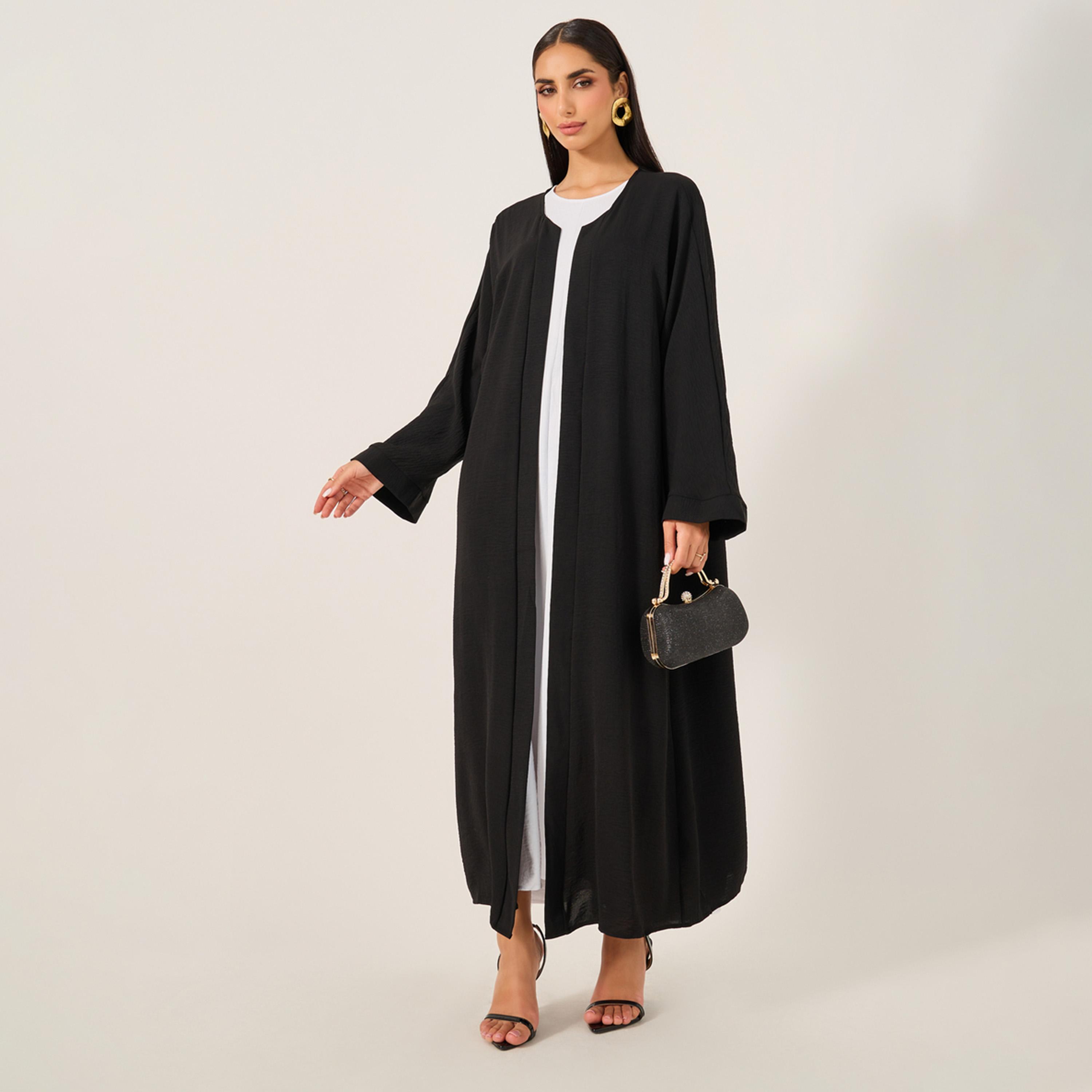 Styli Regular Fit Cami Inner Dress and Solid Abaya Arabicset-women-arabicclothing-abayas-image-1