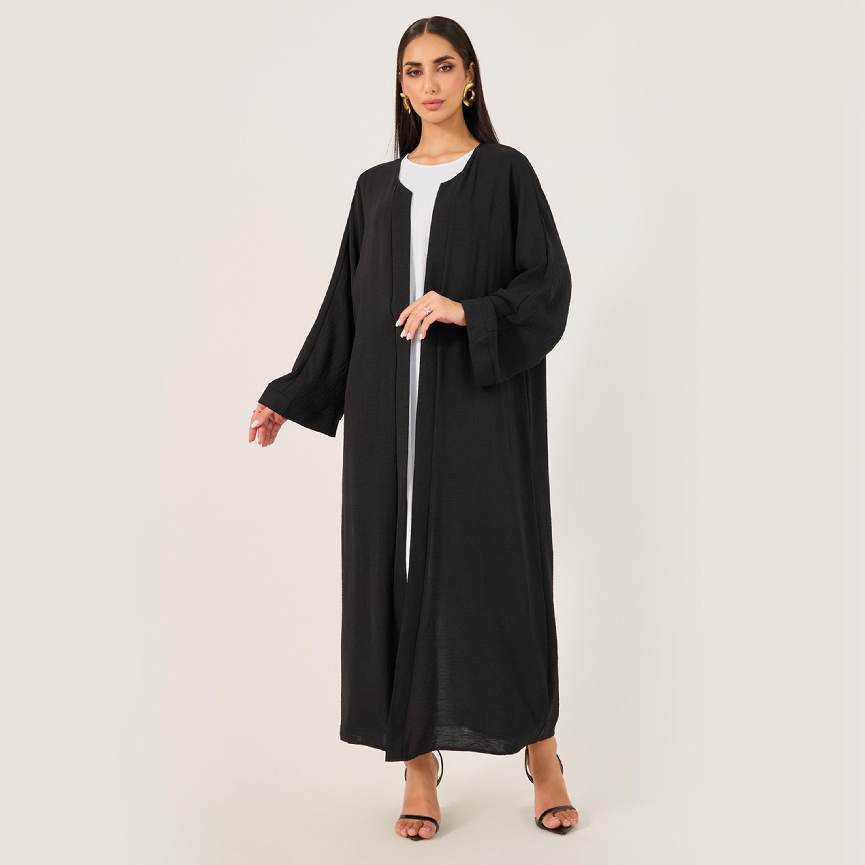 Styli Regular Fit Cami Inner Dress and Solid Abaya Arabicset-women-arabicclothing-abayas-image-2