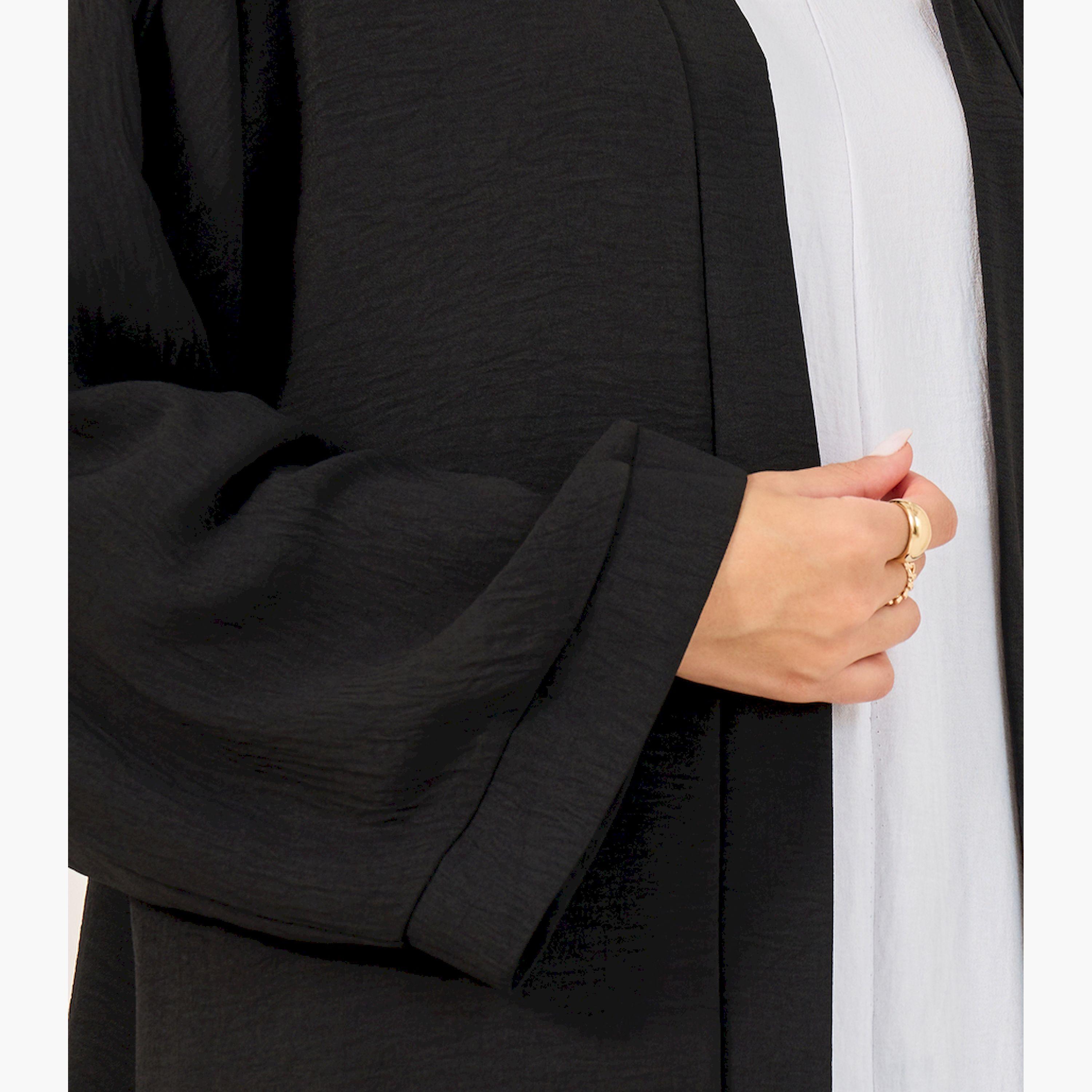 مجموعة من عباية سادة بياقة دائرية وفستان داخلي-women-arabicclothing-abayas-image-4