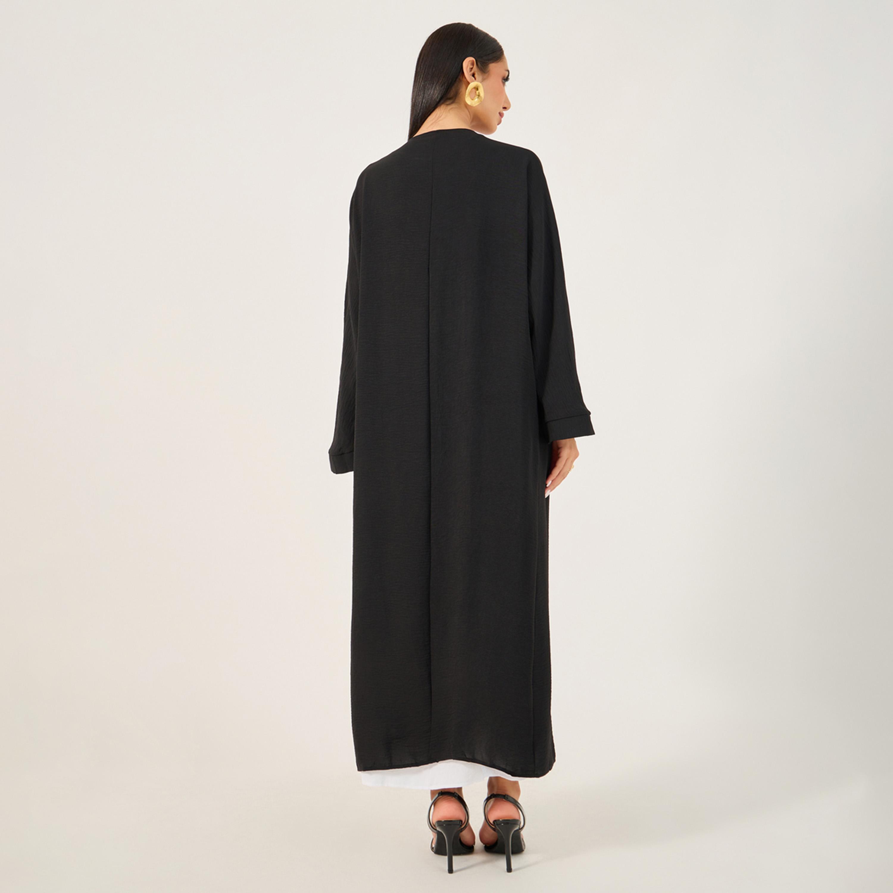 مجموعة من عباية سادة بياقة دائرية وفستان داخلي-women-arabicclothing-abayas-image-5