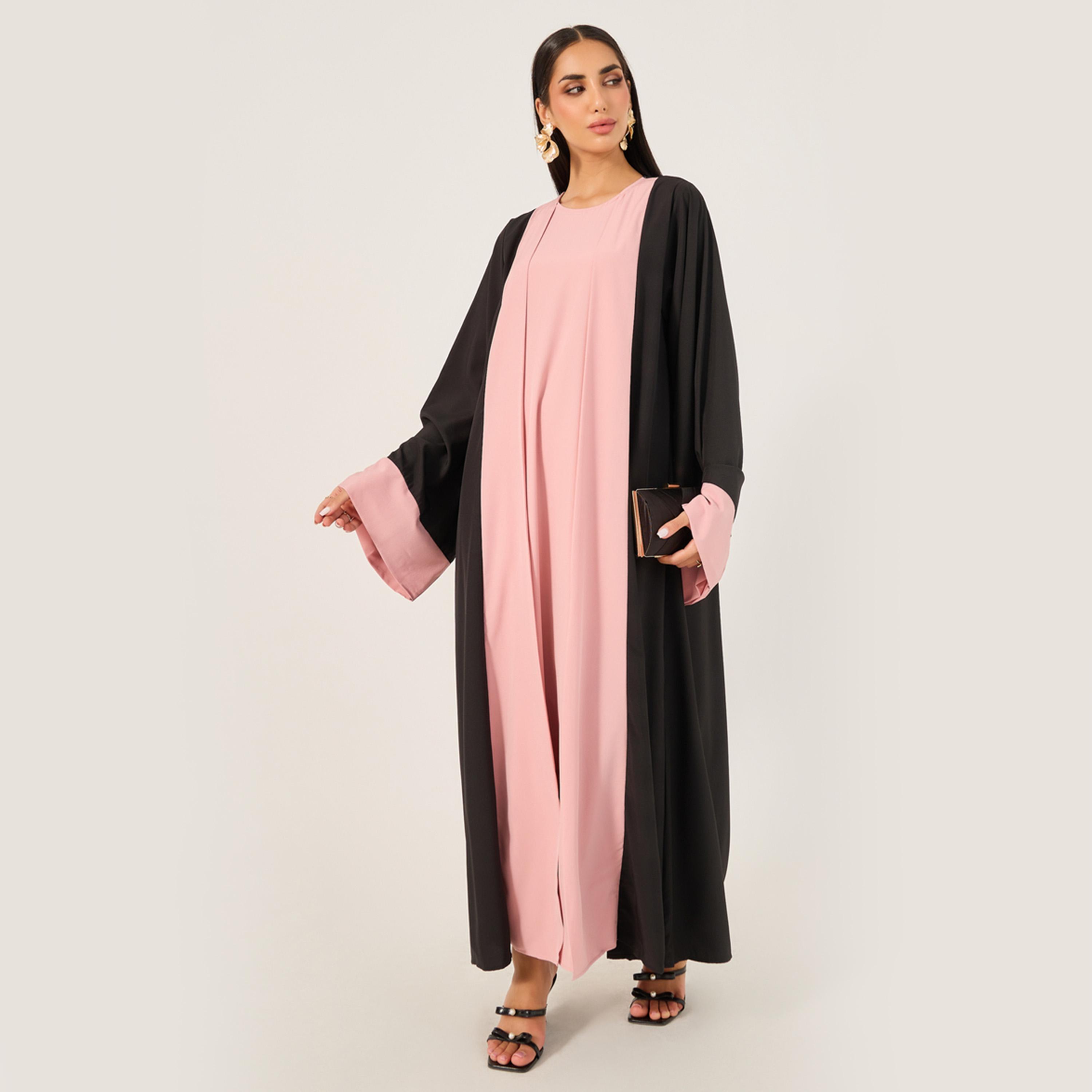 مجموعة من عباية بنمط كتل الالوان وفستان داخلي-women-arabicclothing-sets-image-2