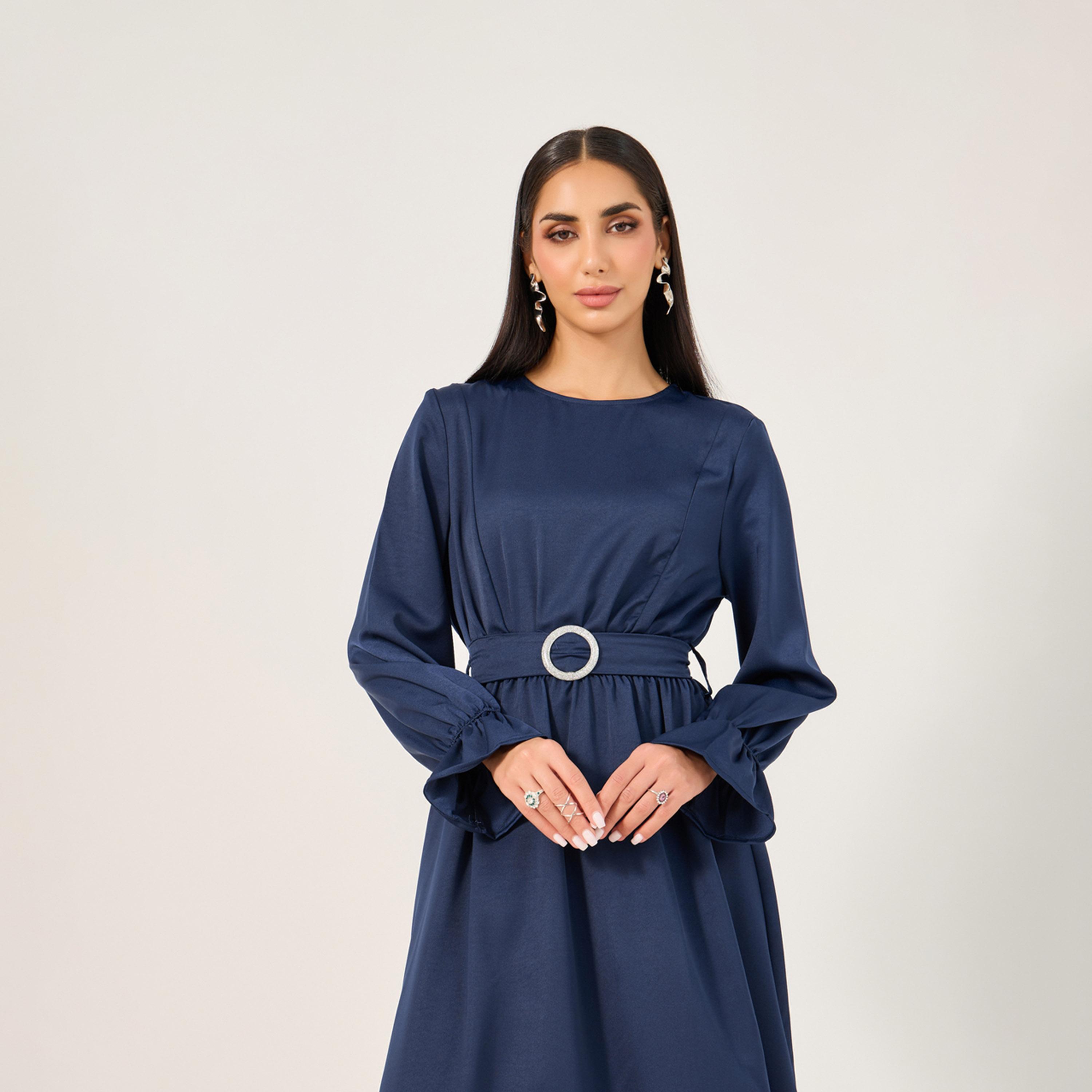 Styli Flounce Sleeve Solid Jalabiya-women-arabicclothing-jalabiyas-image-3
