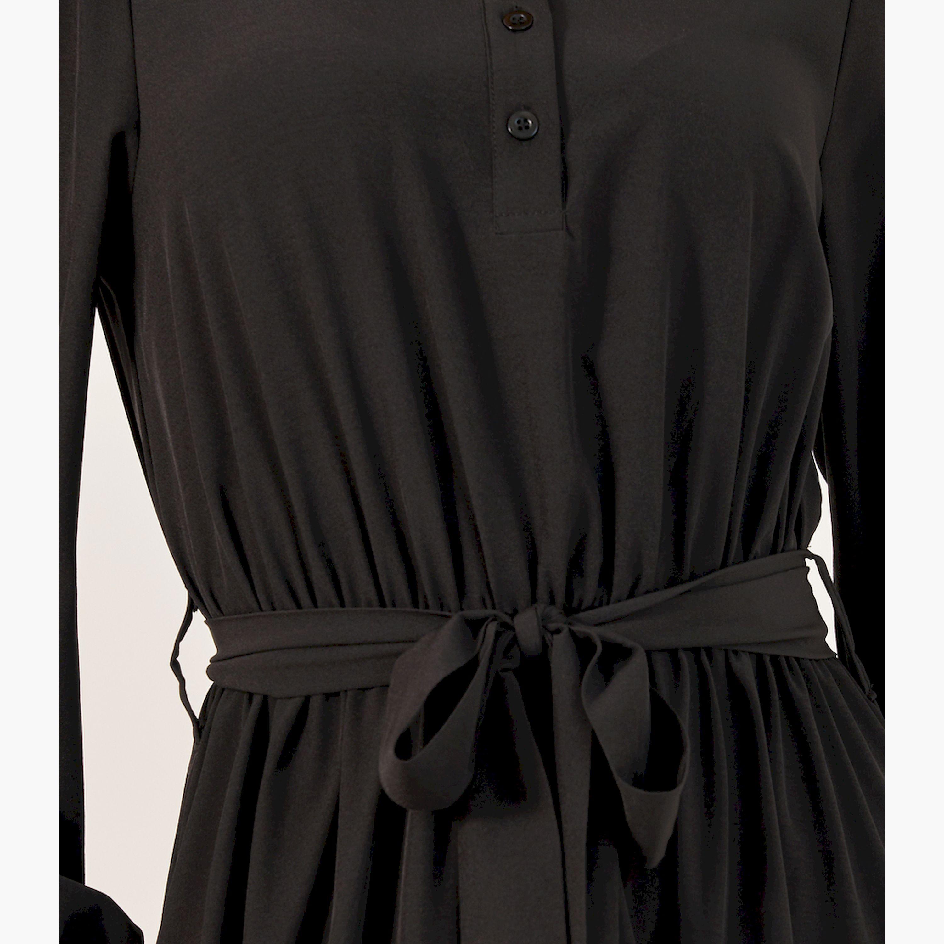 ستايلي-  جلابية بحاشية مكشكشة بأزرار أمامية-women-arabicclothing-jalabiyas-image-2