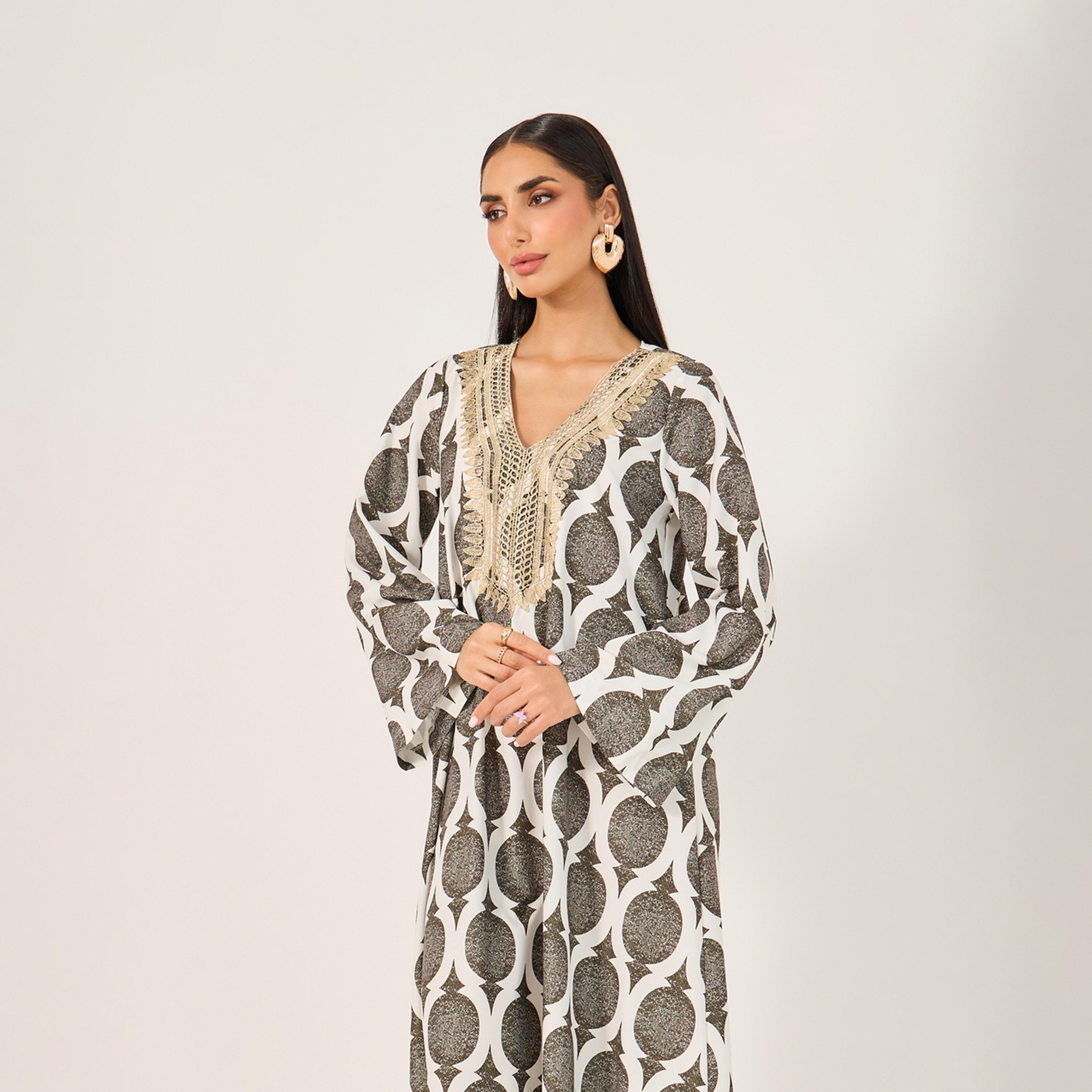 Styli Allover Printed Lace Contrast Jalaybiya-women-arabicclothing-jalabiyas-image-3