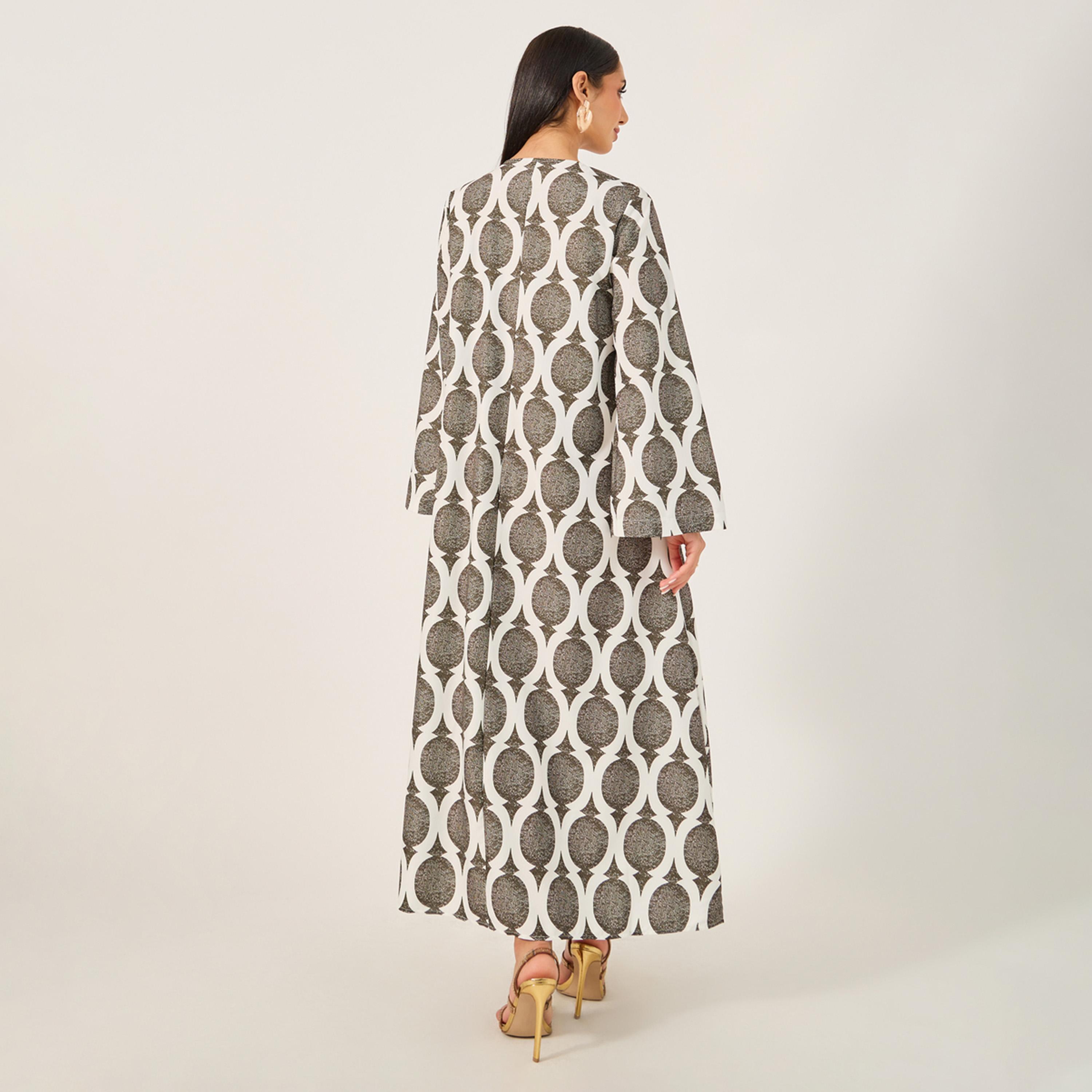 Styli Allover Printed Lace Contrast Jalaybiya-women-arabicclothing-jalabiyas-image-5