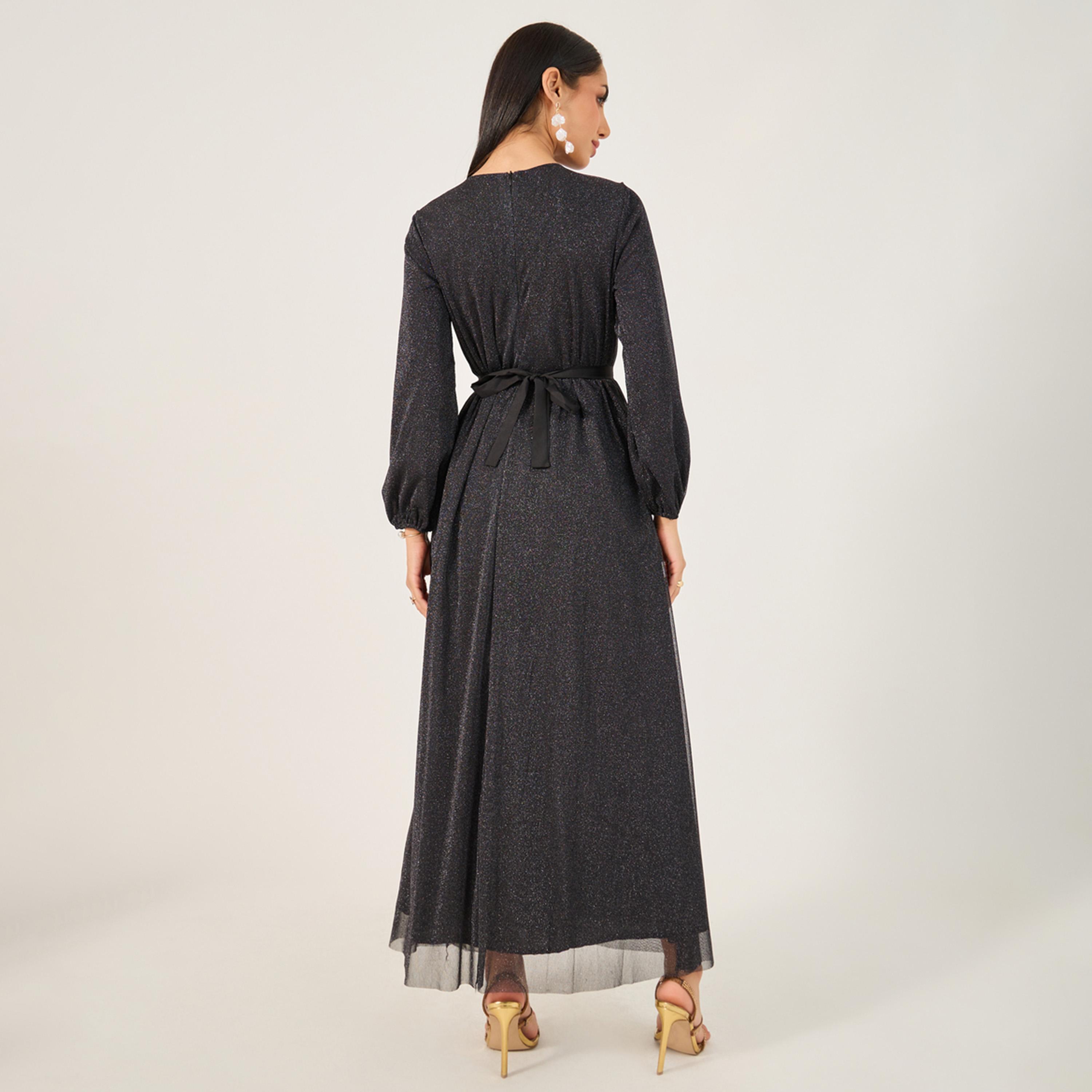 ستايلي-  فستان عباية إسلامي فضفاض سادة للسيدات مع خط عنق مستدير-women-clothing-dresses-image-5