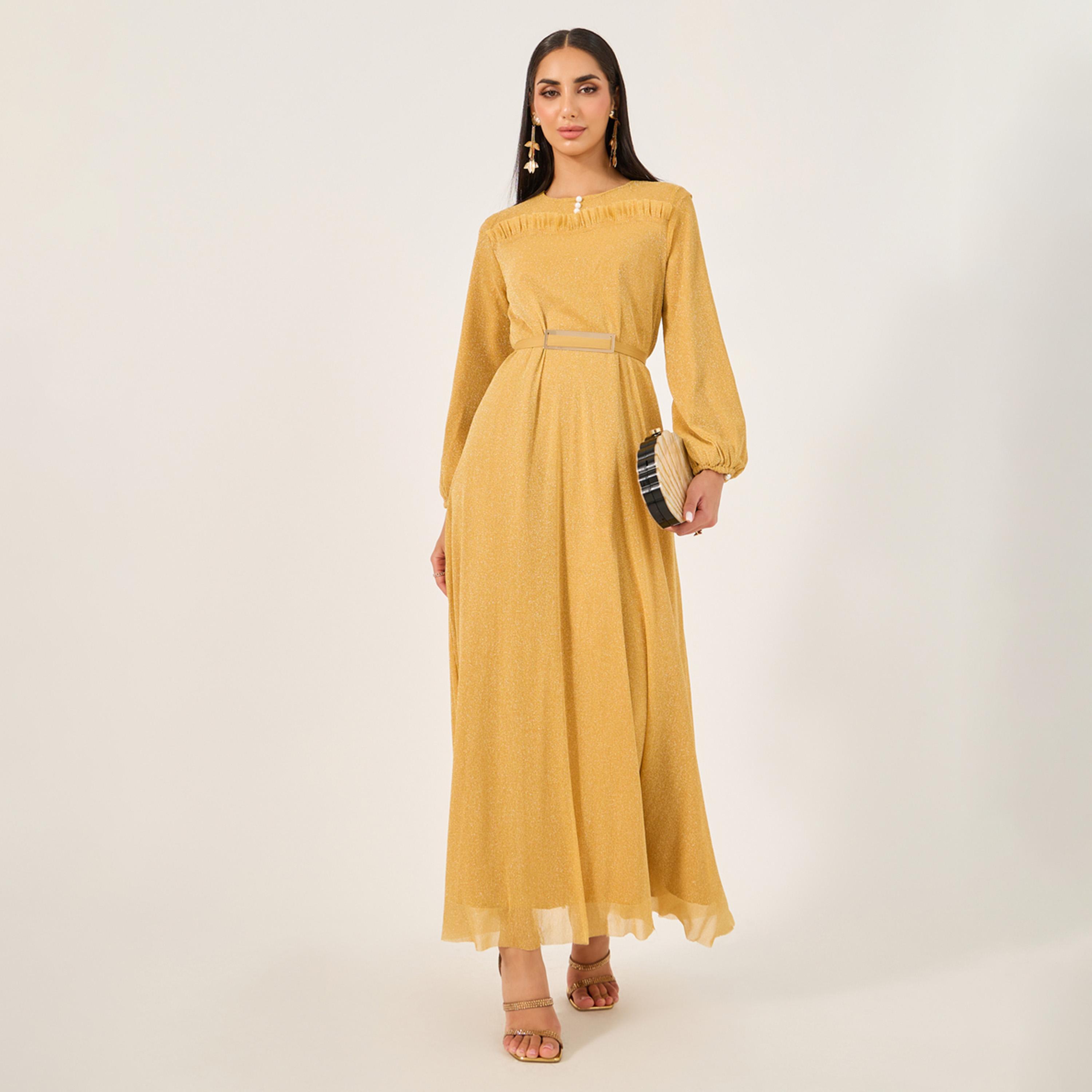 ستايلي-  فستان عباية إسلامي فضفاض سادة للسيدات مع خط عنق مستدير-women-arabicclothing-jalabiyas-image-1