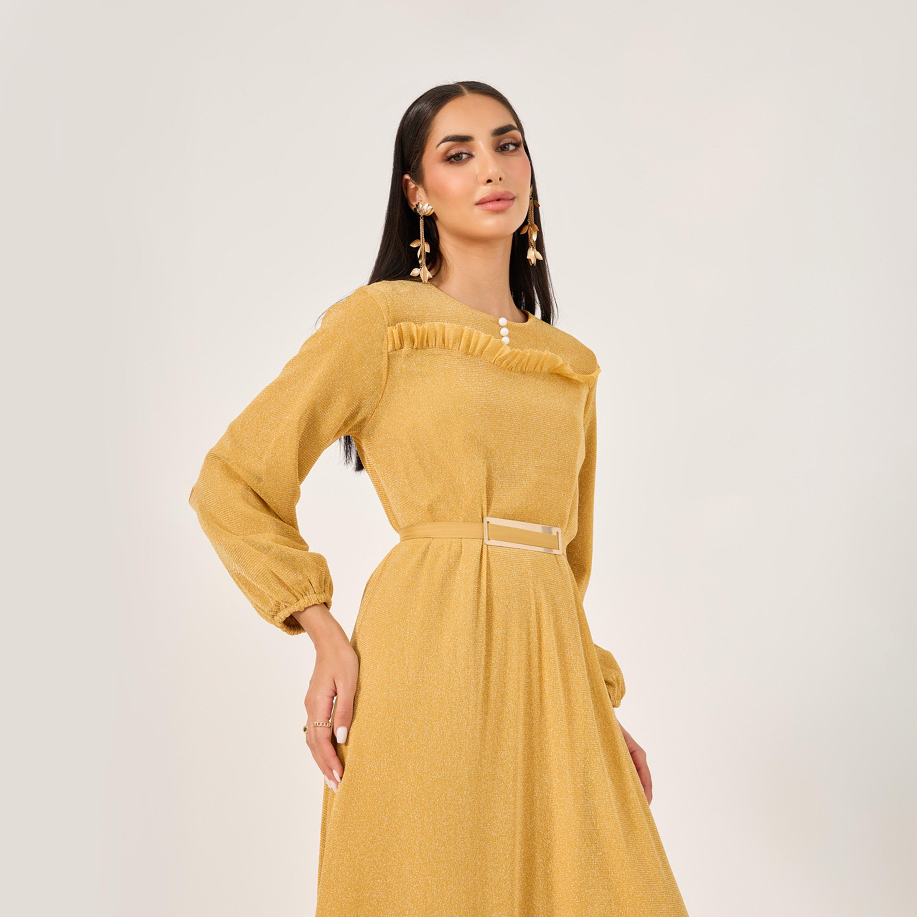 ستايلي-  فستان عباية إسلامي فضفاض سادة للسيدات مع خط عنق مستدير-women-arabicclothing-jalabiyas-image-3
