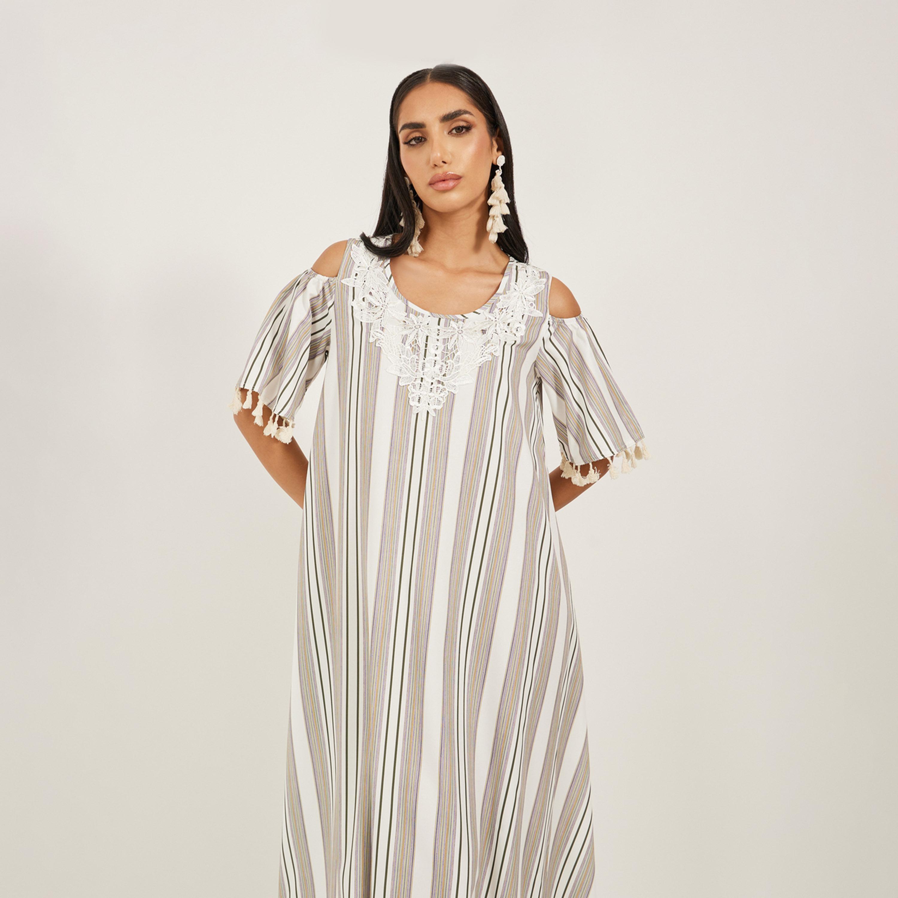 Styli Sriped Print Cold ShoulderMaxi Dress-women-clothing-dresses-image-3
