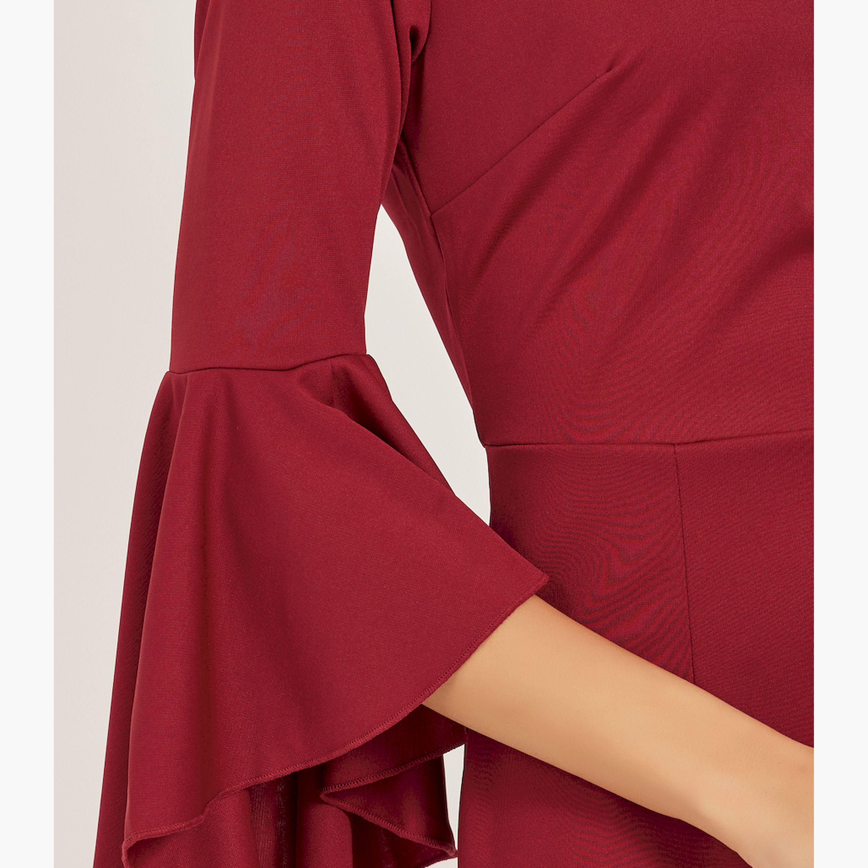 Styli Double-layered Ruffled round Neck Midi Dress-women-clothing-dresses-image-4