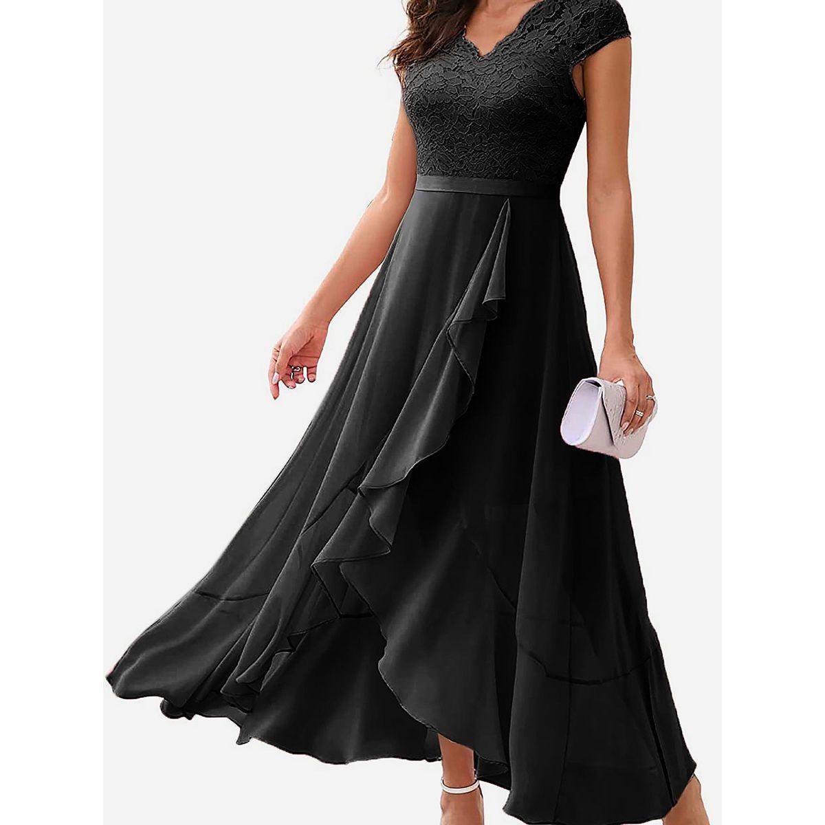Styli Lace Insert Ruffled Detail A-Line Maxi Dress-women-clothing-dresses-image-1