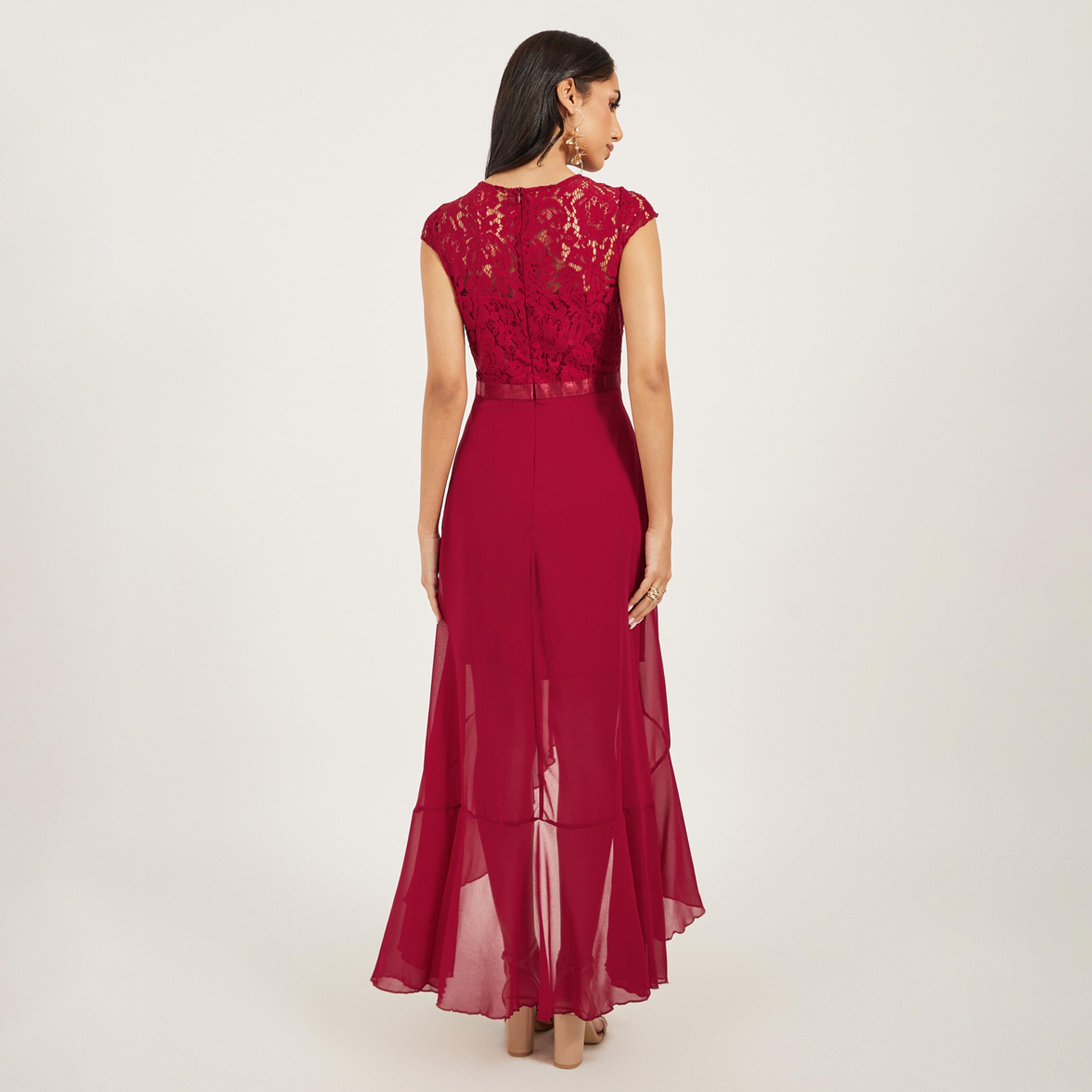 ستايلي-  فستان ميدي من الشيفون ذو حافة قابلة للتبديل من الدانتيل-women-clothing-dresses-image-5