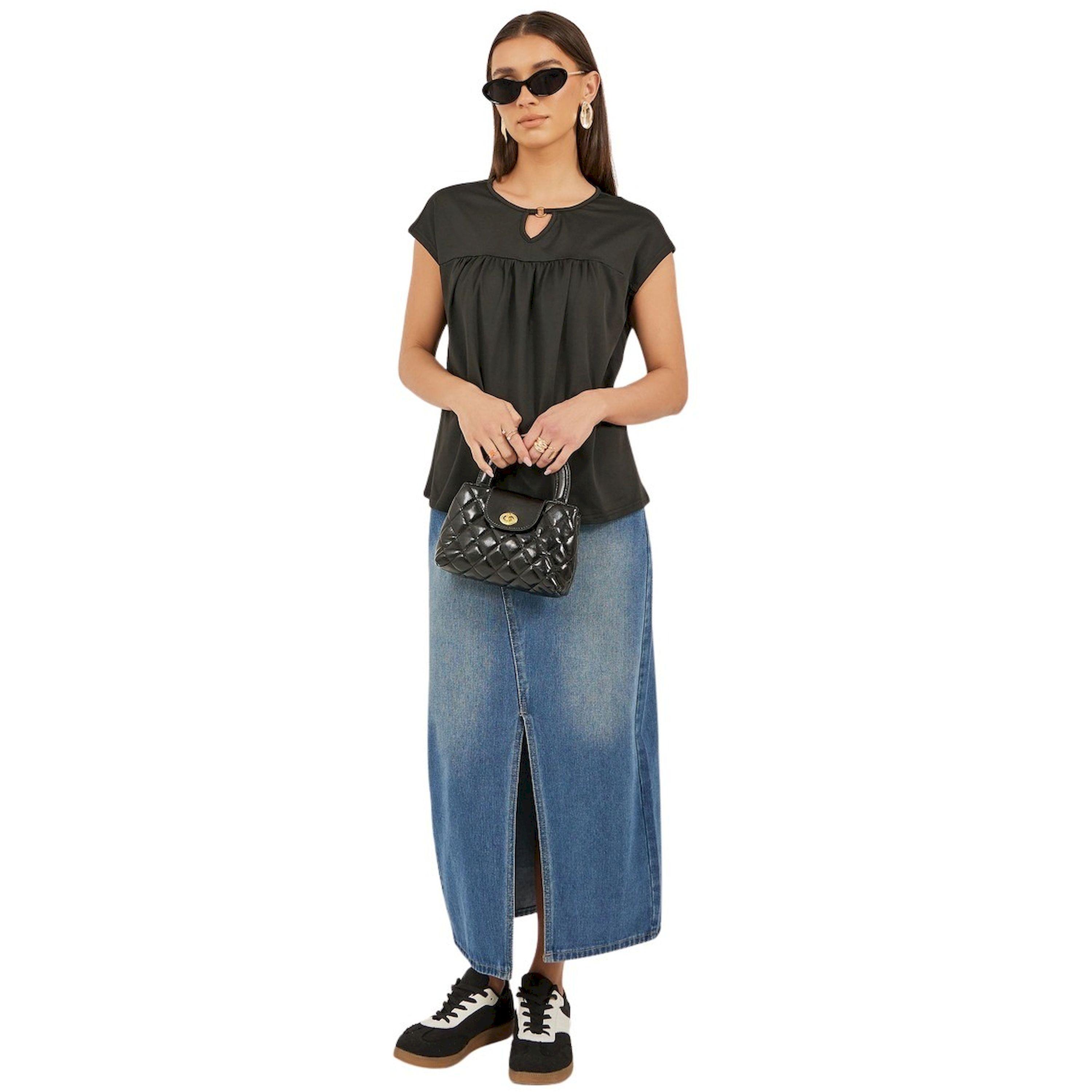 Styli Keyhole Neck Pleated Short Sleeve T-Shirt-women-clothing-tshirts-image-2