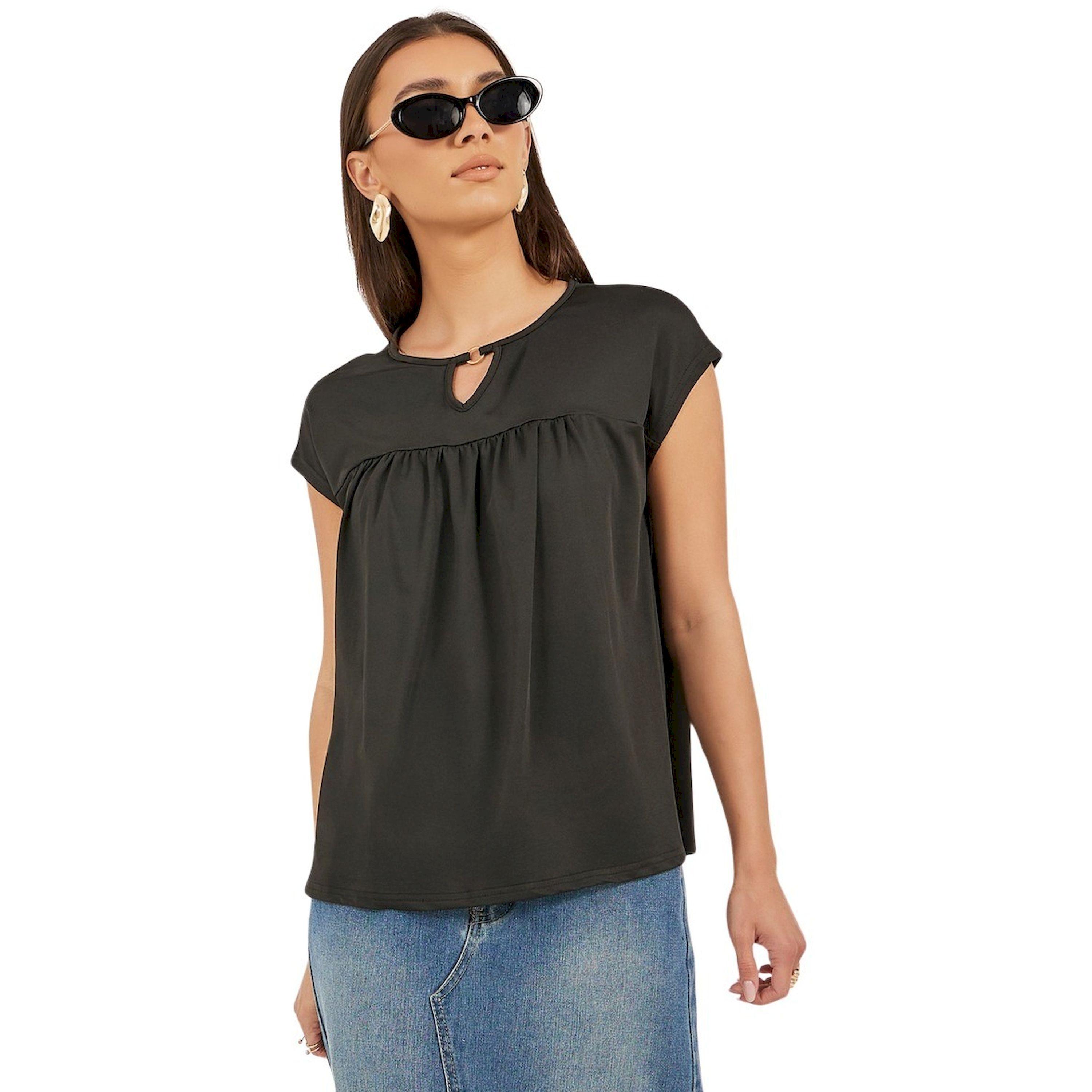 ستايلي - تي شيرت بأكمام قصيرة وكسرات وفتحة رقبة صغيرة-women-clothing-tshirts-image-3