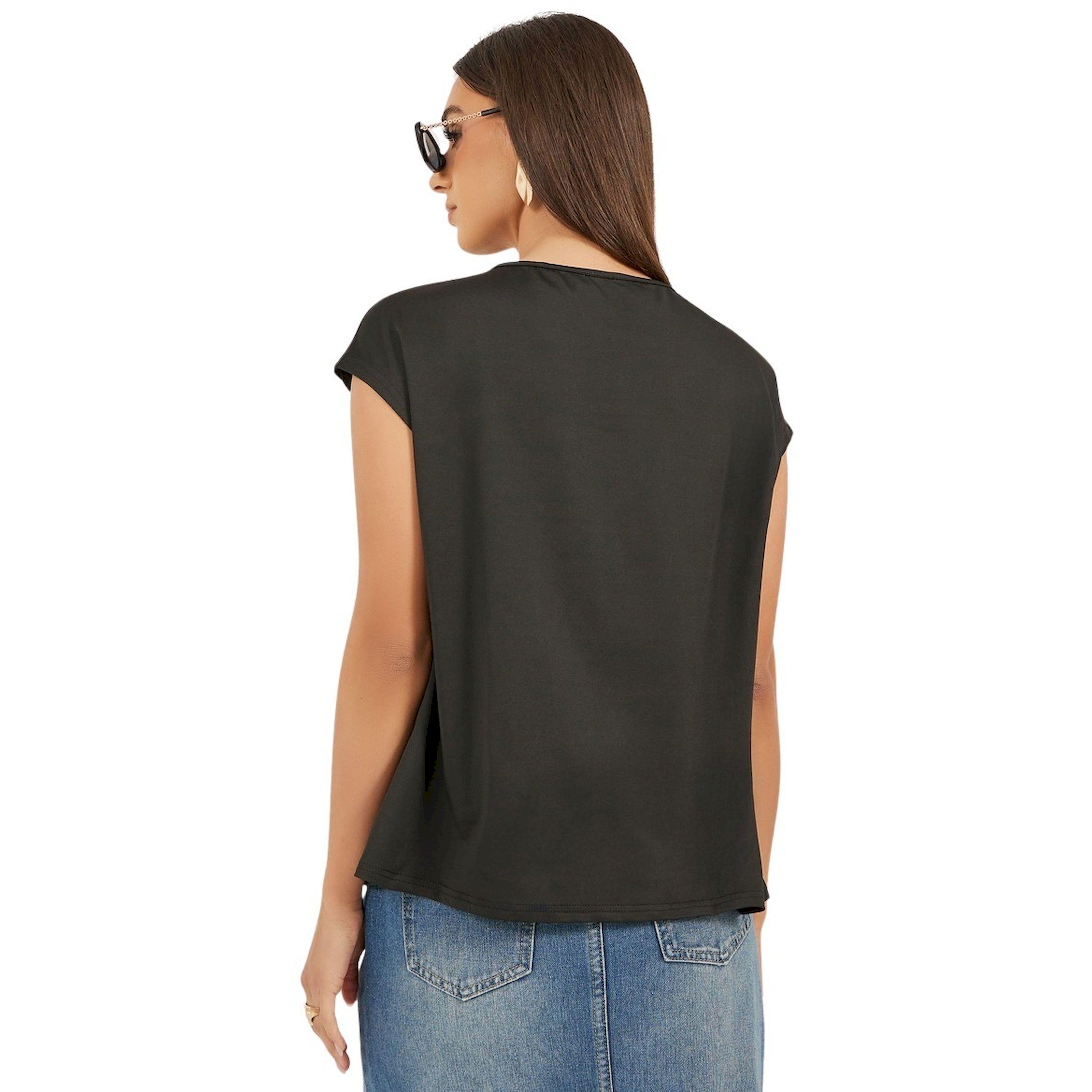 ستايلي - تي شيرت بأكمام قصيرة وكسرات وفتحة رقبة صغيرة-women-clothing-tshirts-image-5