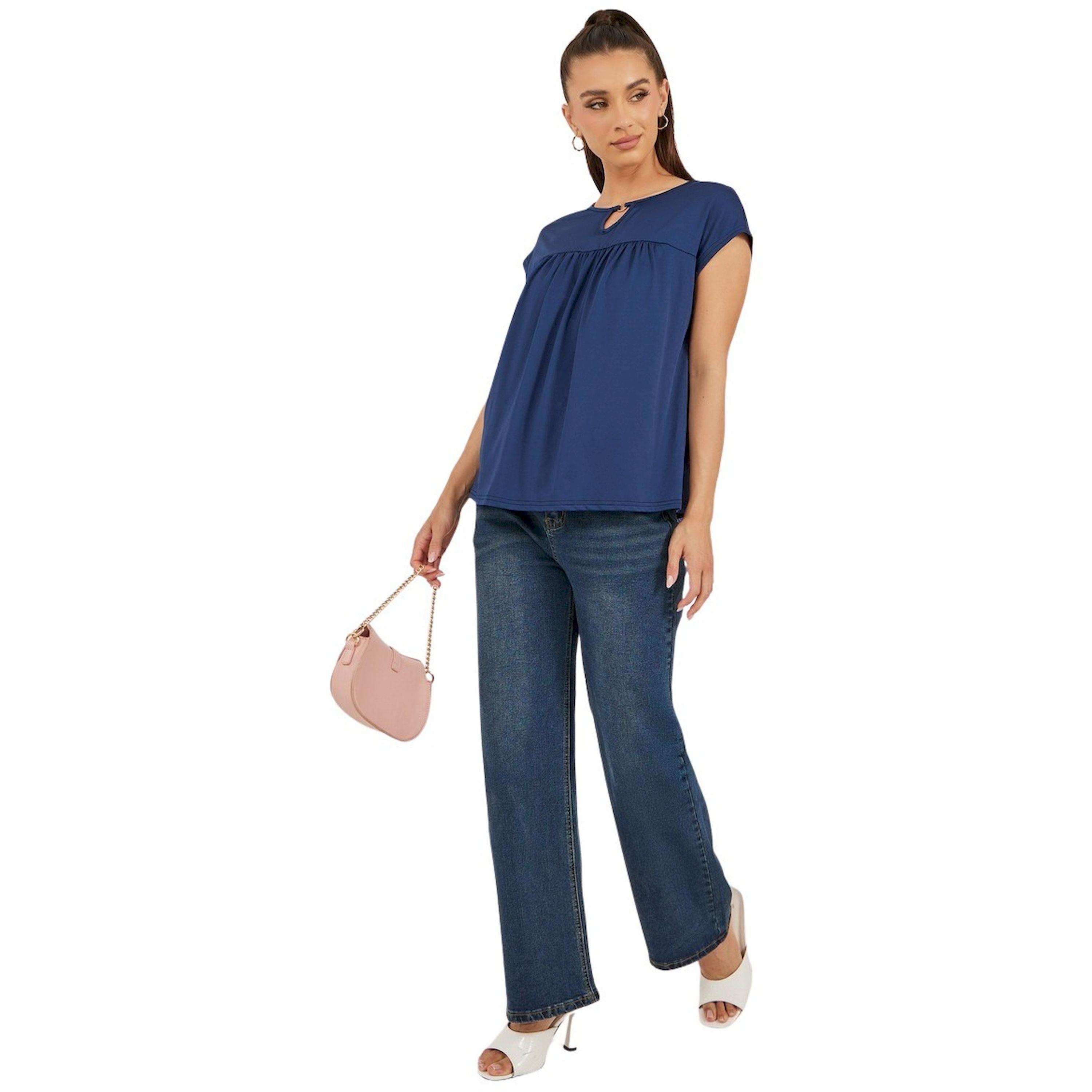 Styli Keyhole Neck Pleated Short Sleeve T-Shirt-women-clothing-tshirts-image-4