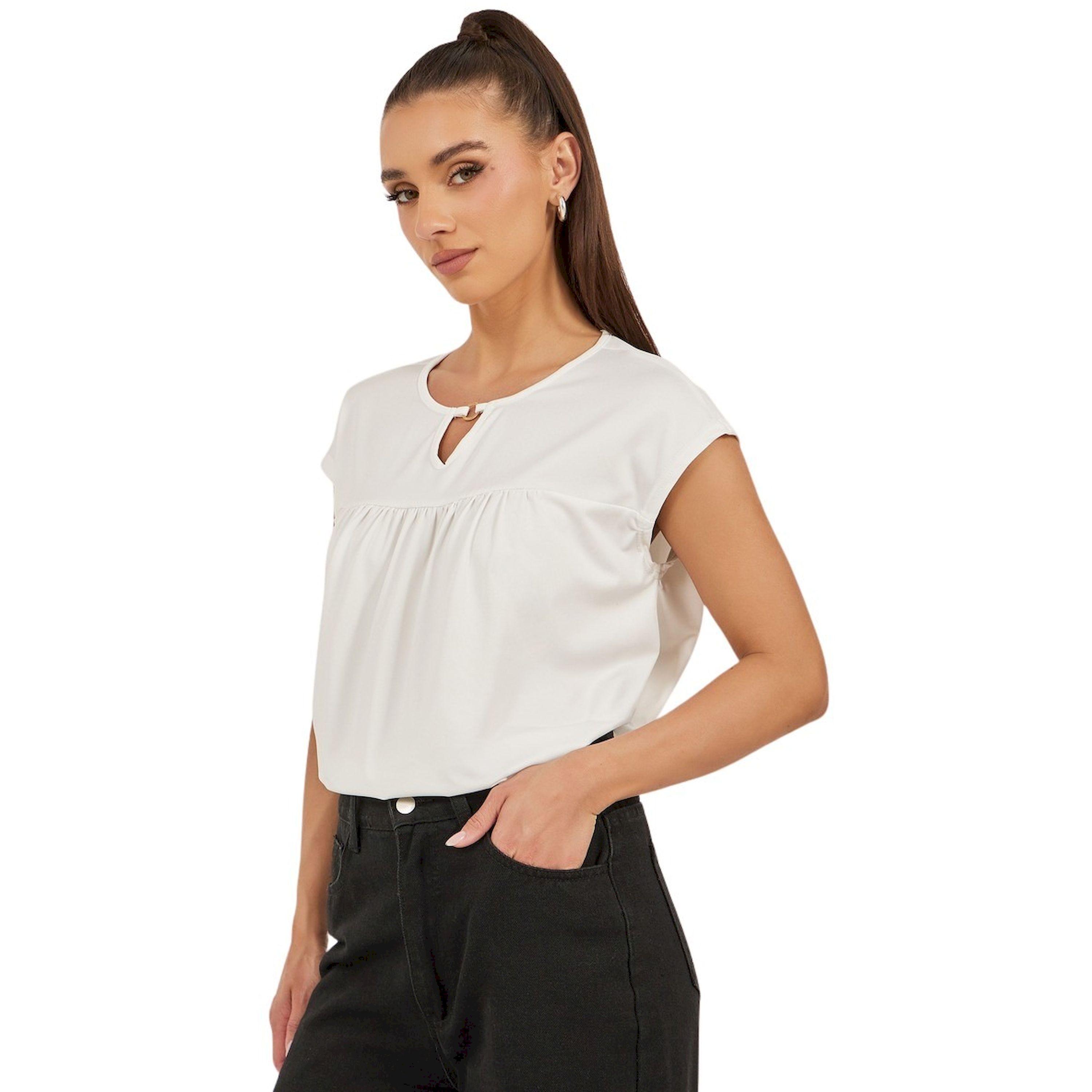 Styli Keyhole Neck Pleated Short Sleeve T-Shirt-women-clothing-tshirts-image-1