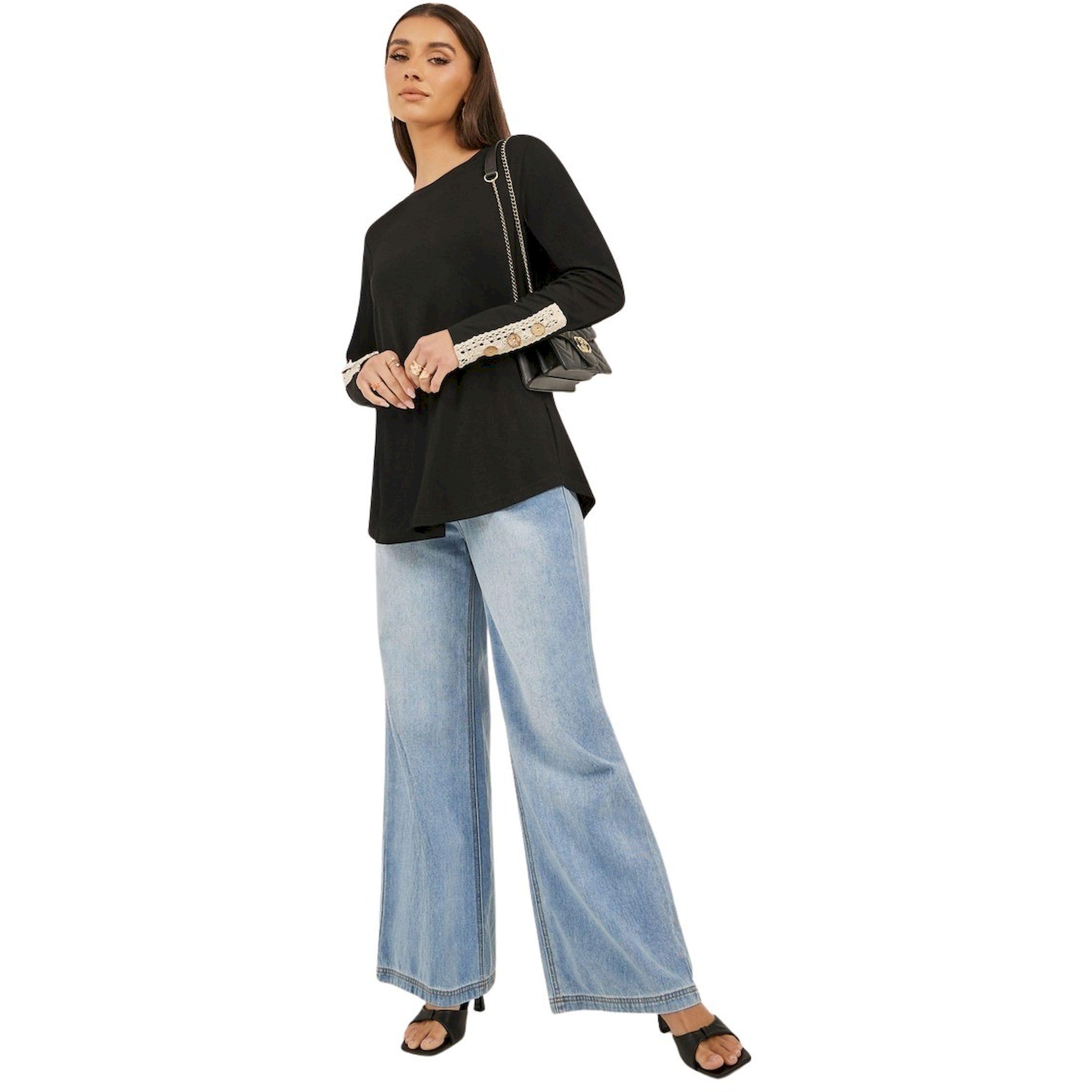 ستايلي -  تي شيرت بأكمام طويلة وياقة مستديرة وتفاصيل دانتيل-women-clothing-tshirts-image-2