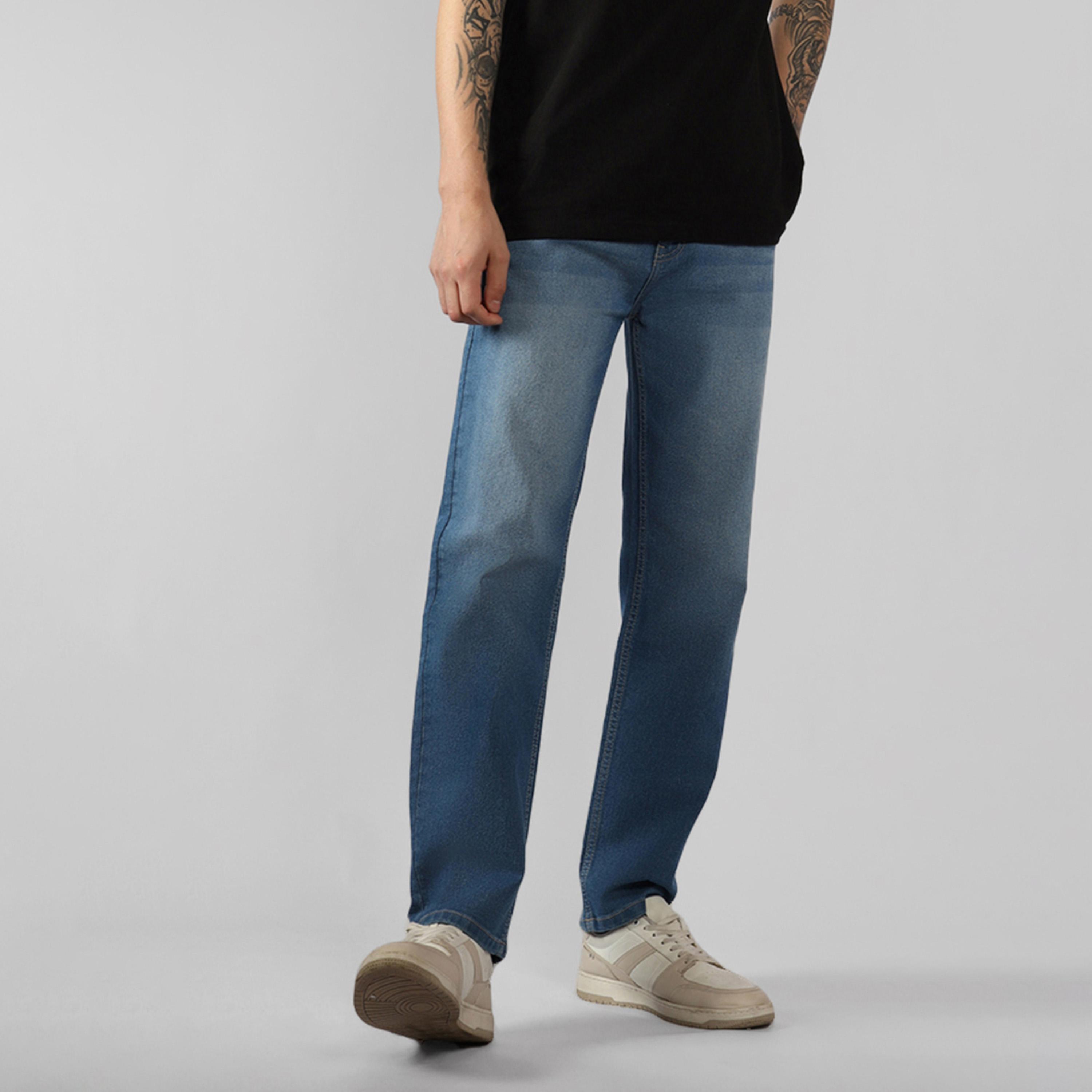 دينيس لينغو × ستايلي - بنطال جينز بخصر متوسط الارتفاع بقصّة مستقيمة وباهت-men-clothing-bottoms-jeans-image-1