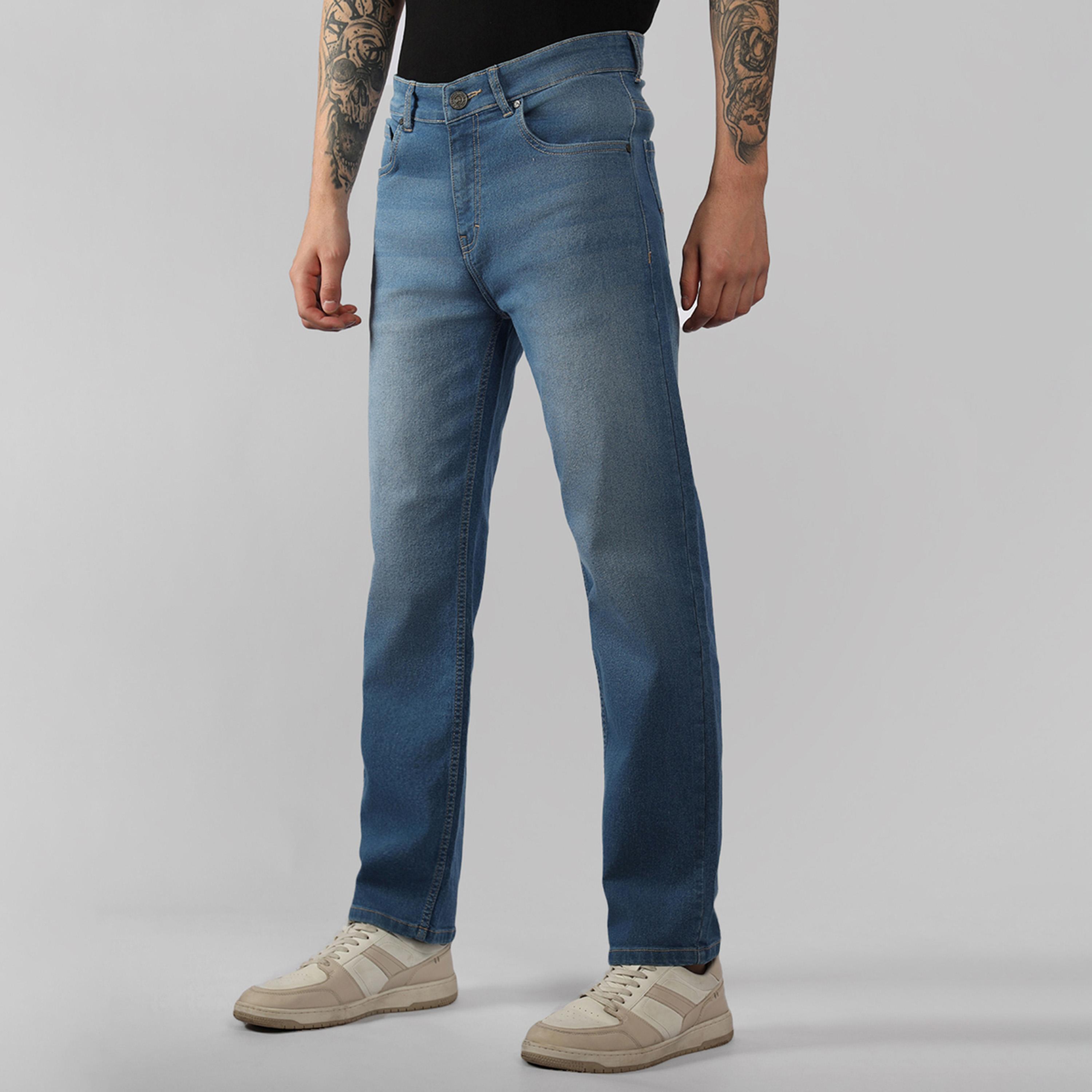 دينيس لينغو × ستايلي - بنطال جينز بخصر متوسط الارتفاع بقصّة مستقيمة وباهت-men-clothing-bottoms-jeans-image-2