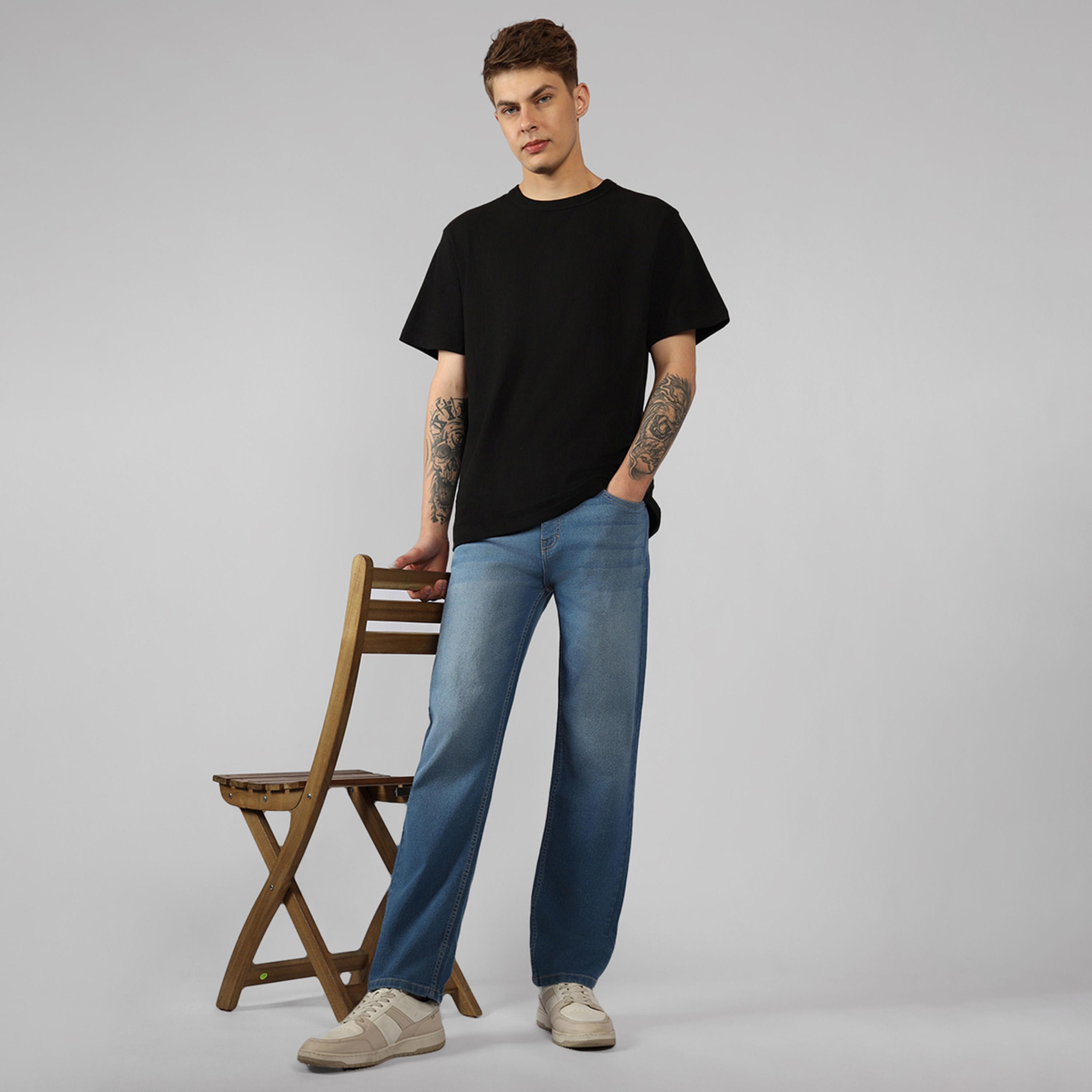 دينيس لينغو × ستايلي - بنطال جينز بخصر متوسط الارتفاع بقصّة مستقيمة وباهت-men-clothing-bottoms-jeans-image-5