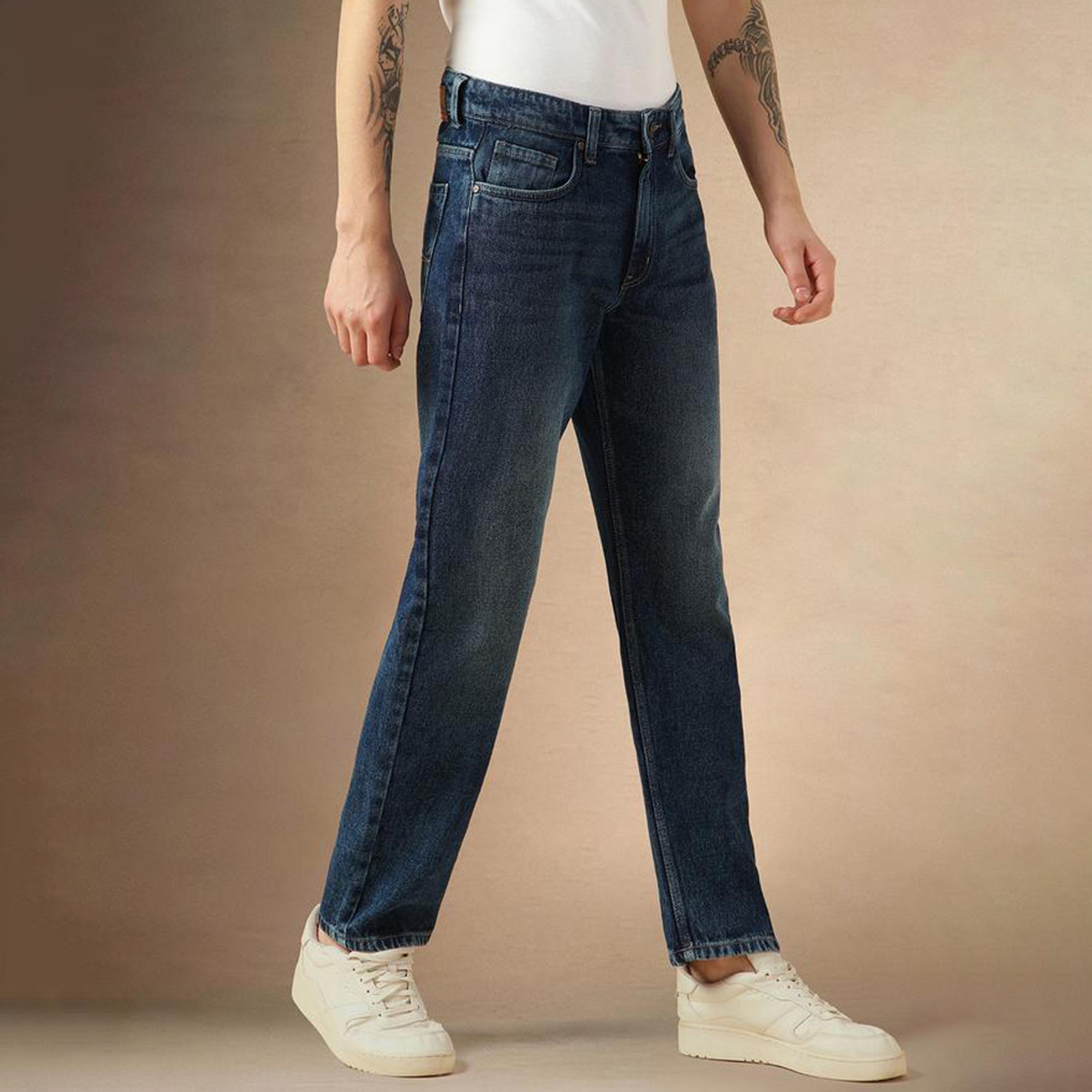 دينيس لينغو × ستايلي - بنطال جينز بخصر متوسط الارتفاع بقصّة مستقيمة وباهت-men-clothing-bottoms-jeans-image-2