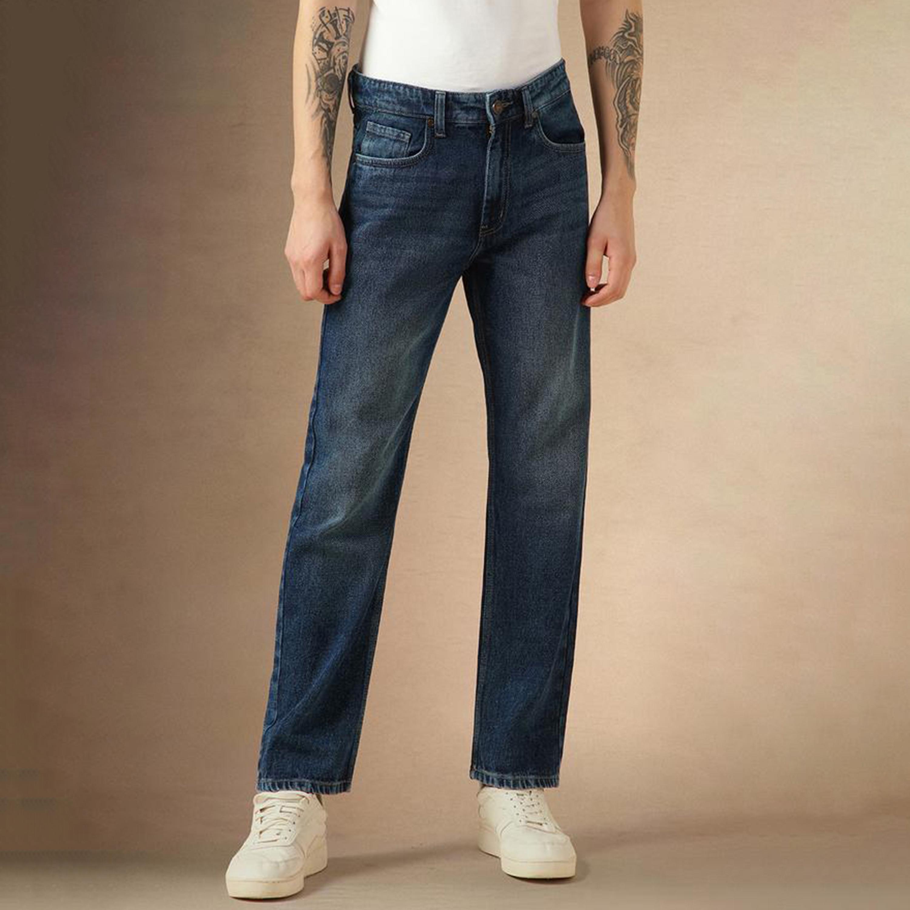 دينيس لينغو × ستايلي - بنطال جينز بخصر متوسط الارتفاع بقصّة مستقيمة وباهت-men-clothing-bottoms-jeans-image-6