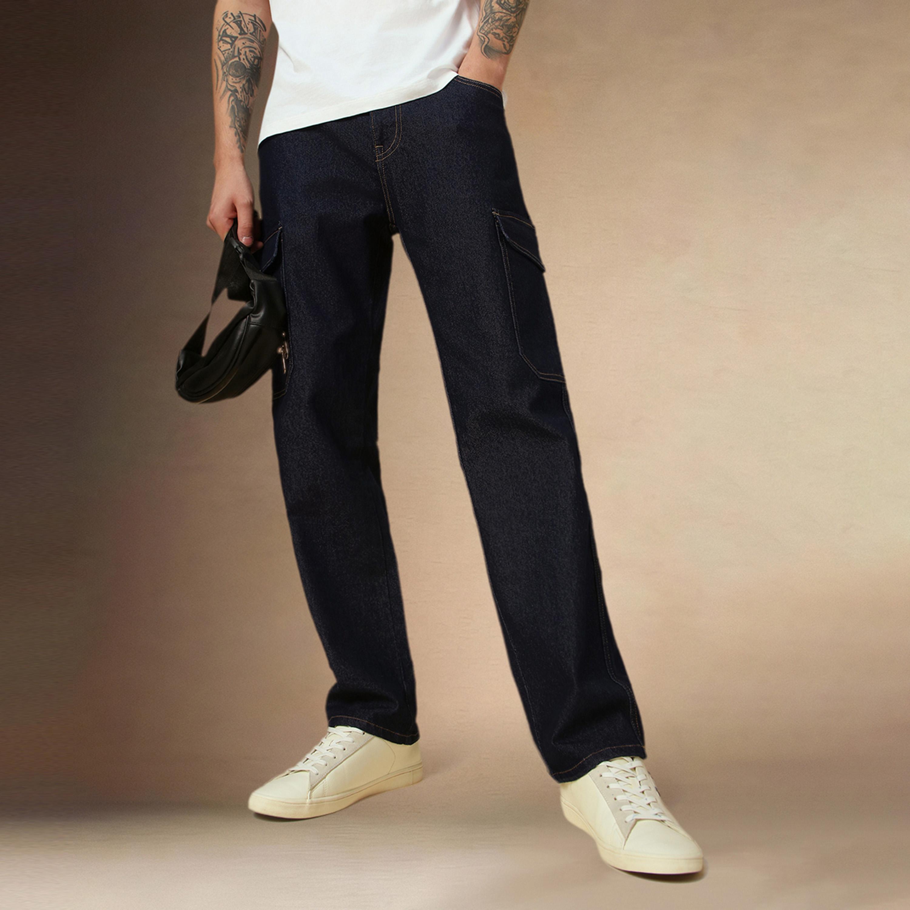 دينيس لينغو × ستايلي - بنطال جينز بخصر متوسط الارتفاع بقصّة مريحة مع جيوب جانبية-men-clothing-bottoms-jeans-image-1