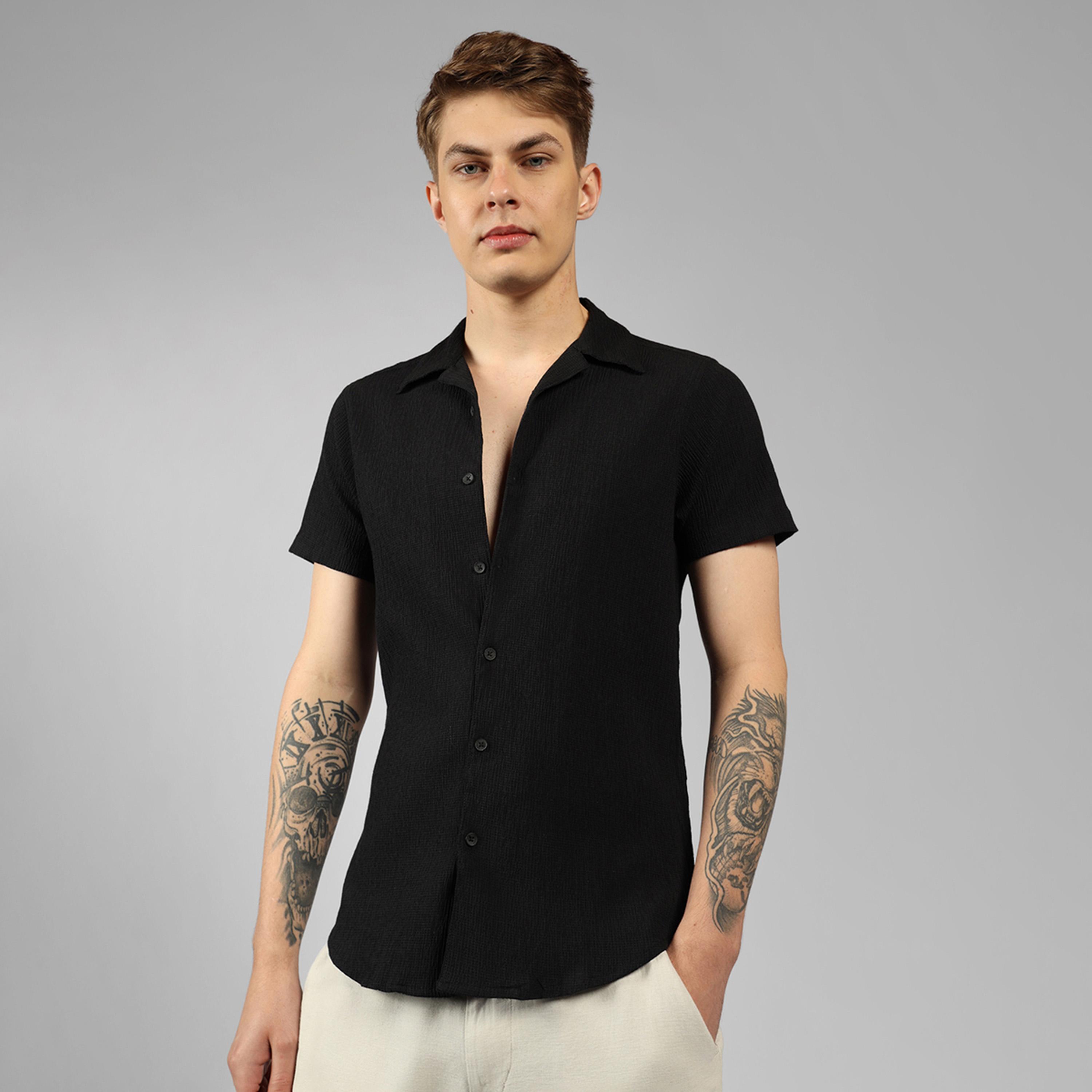 Dennis Lingo X Styli Solid Relaxed Fit Spread Collar Shirt-men-clothing-shirts-image-1