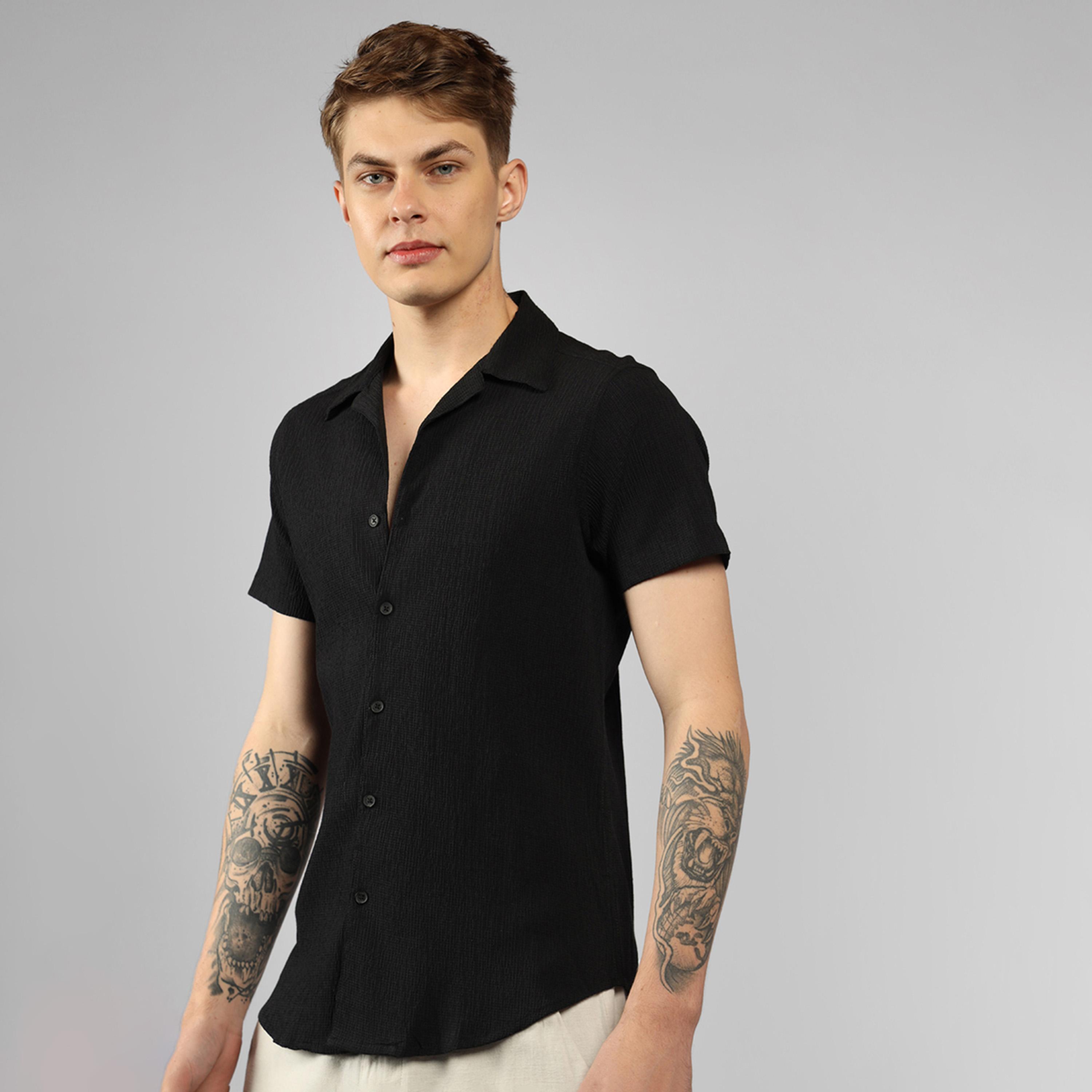 Dennis Lingo X Styli Solid Relaxed Fit Spread Collar Shirt-men-clothing-shirts-image-2