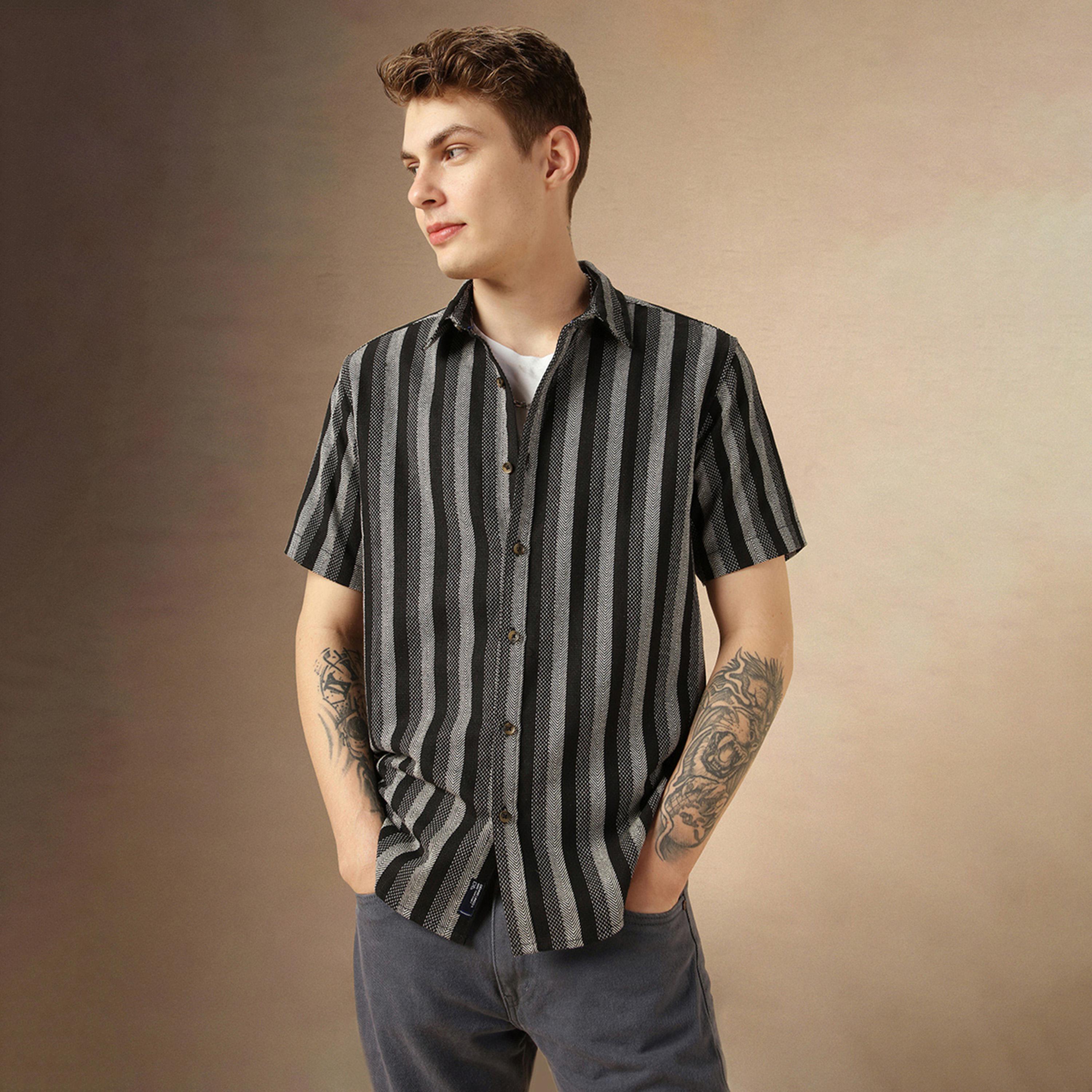 Dennis Lingo X Styli Striped Relaxed Fit Spread Collar Shirt-men-clothing-shirts-image-1