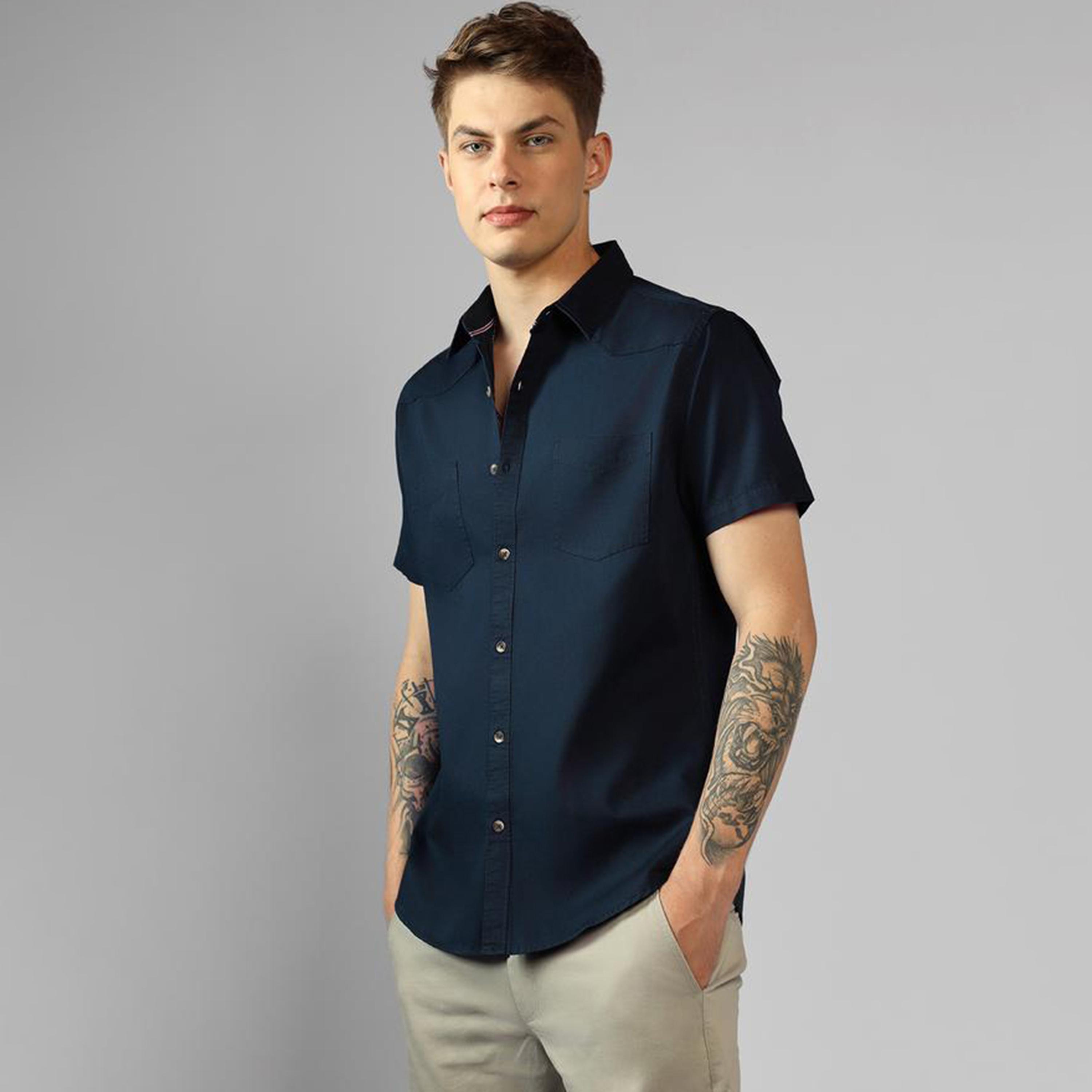 Dennis Lingo X Styli Solid Regular Fit Collared Shirt With Pockets-men-clothing-shirts-image-2
