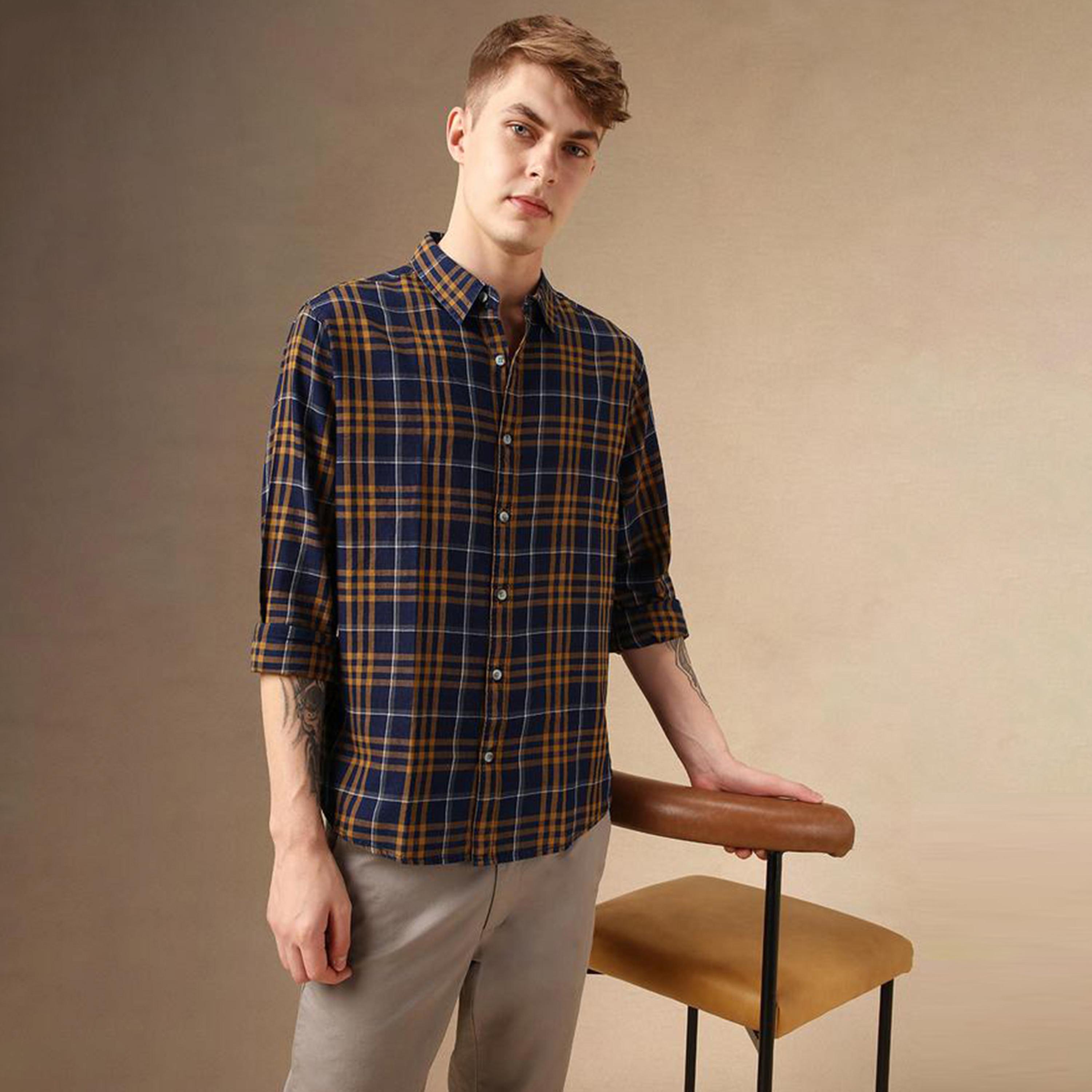 Dennis Lingo X Styli Checked Regular Fit Spread Collar Shirt-men-clothing-shirts-image-1