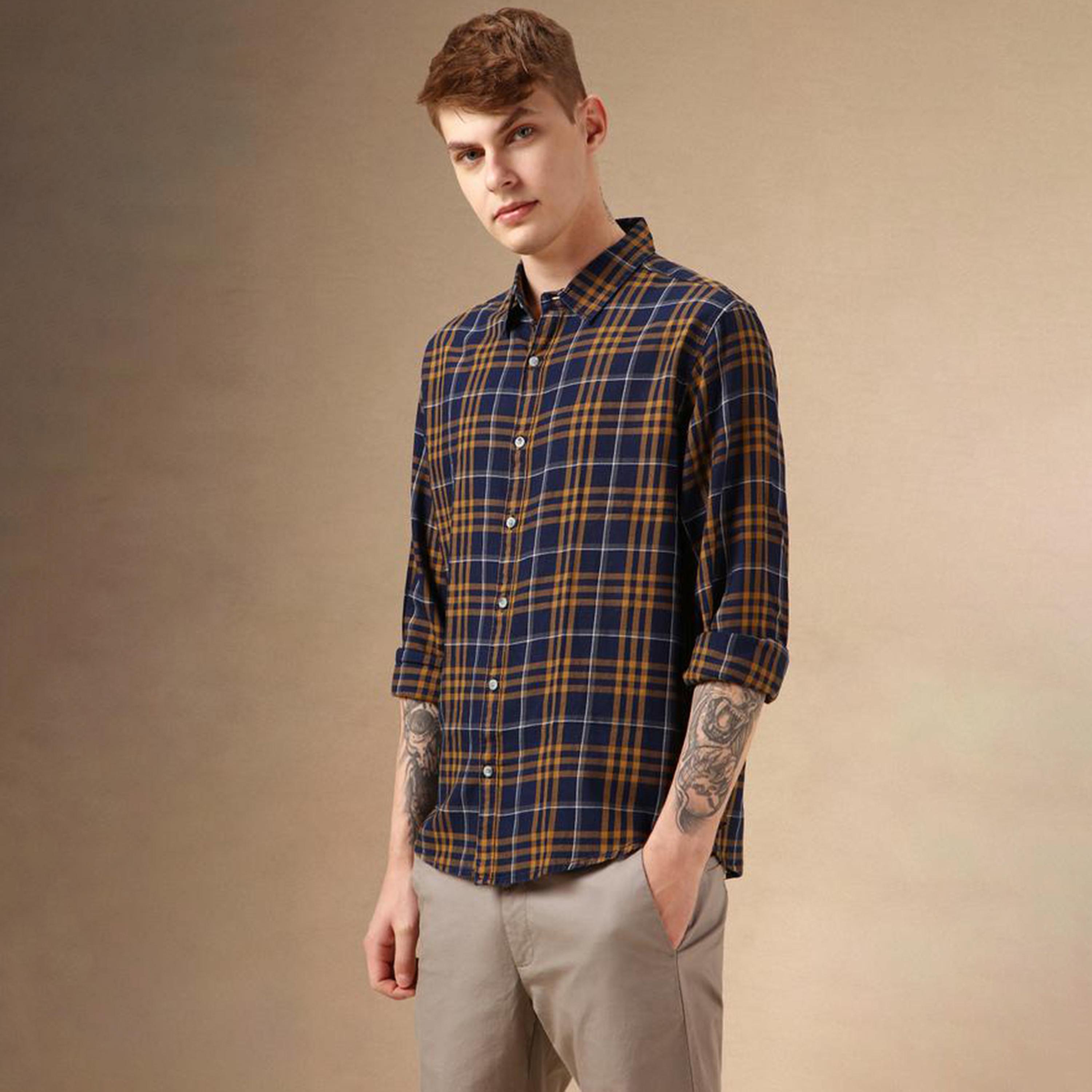 Dennis Lingo X Styli Checked Regular Fit Spread Collar Shirt-men-clothing-shirts-image-2