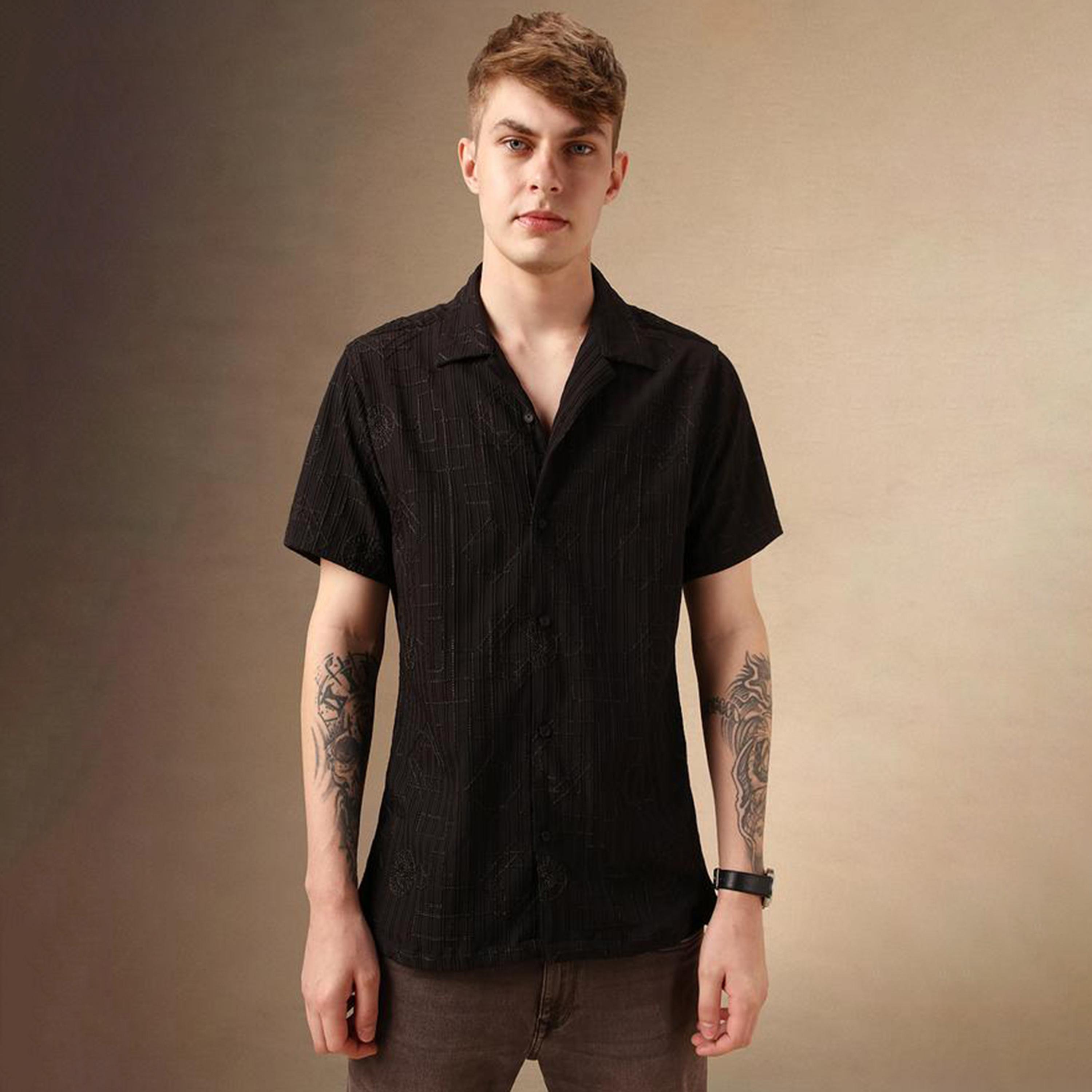Dennis Lingo X Styli Textured Regular Fit Spread Collar Shirt-men-clothing-shirts-image-1