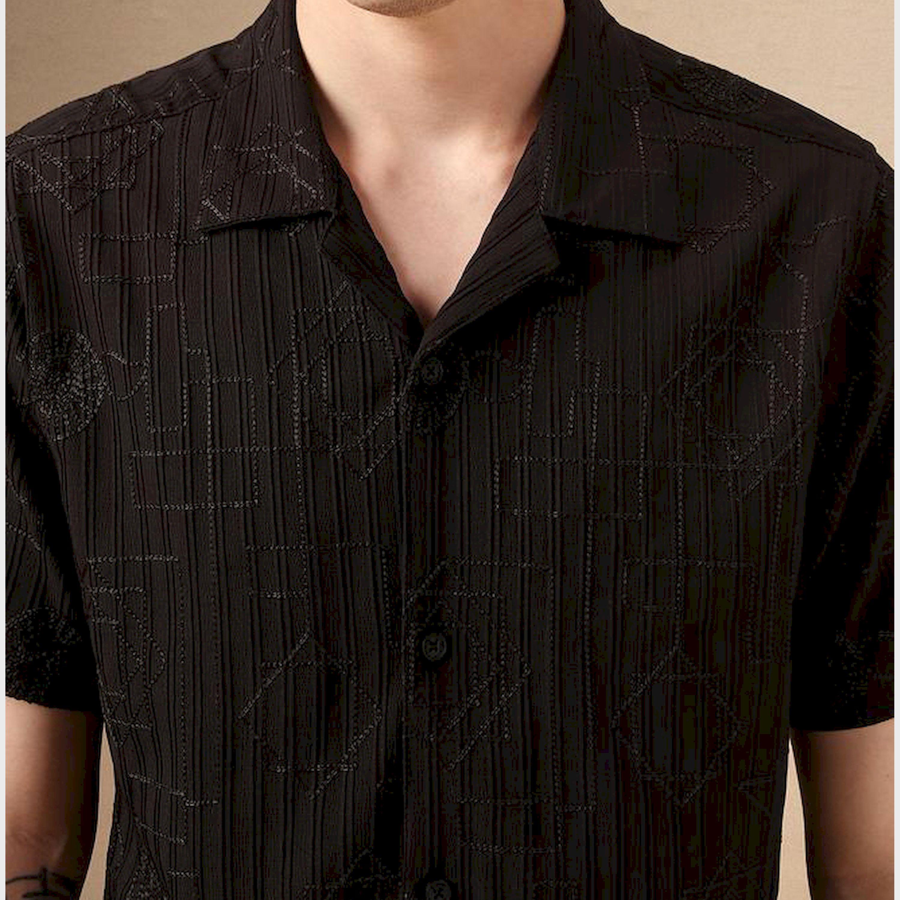 دينيس لينغو × ستايلي - قميص بياقة واسعة وقصة عادية-men-clothing-shirts-image-4