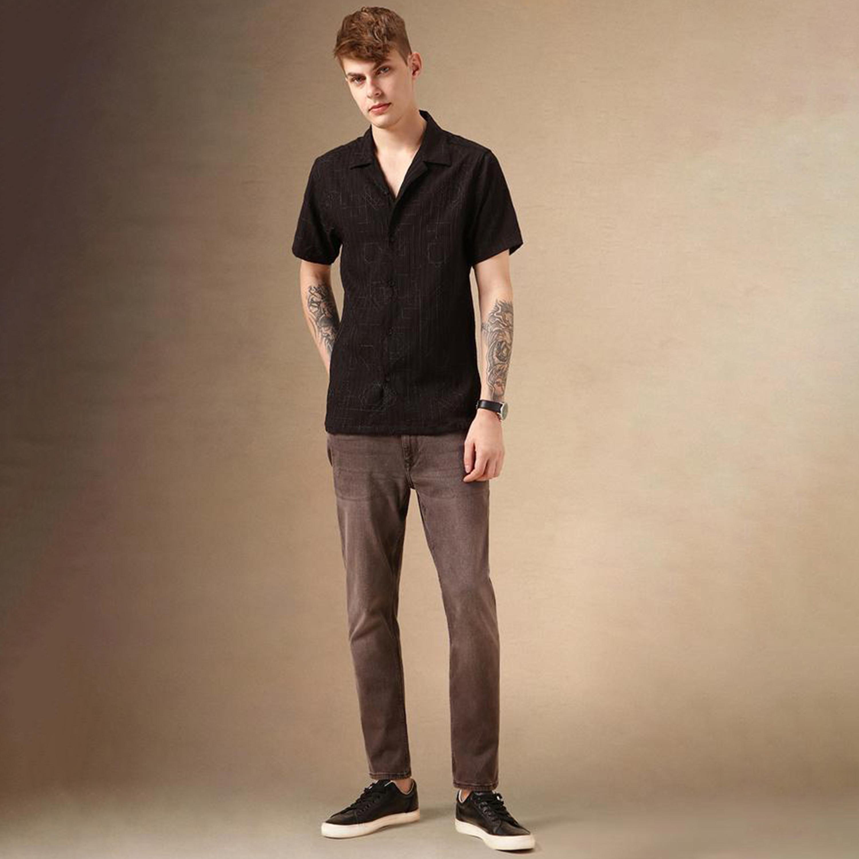 Dennis Lingo X Styli Textured Regular Fit Spread Collar Shirt-men-clothing-shirts-image-5
