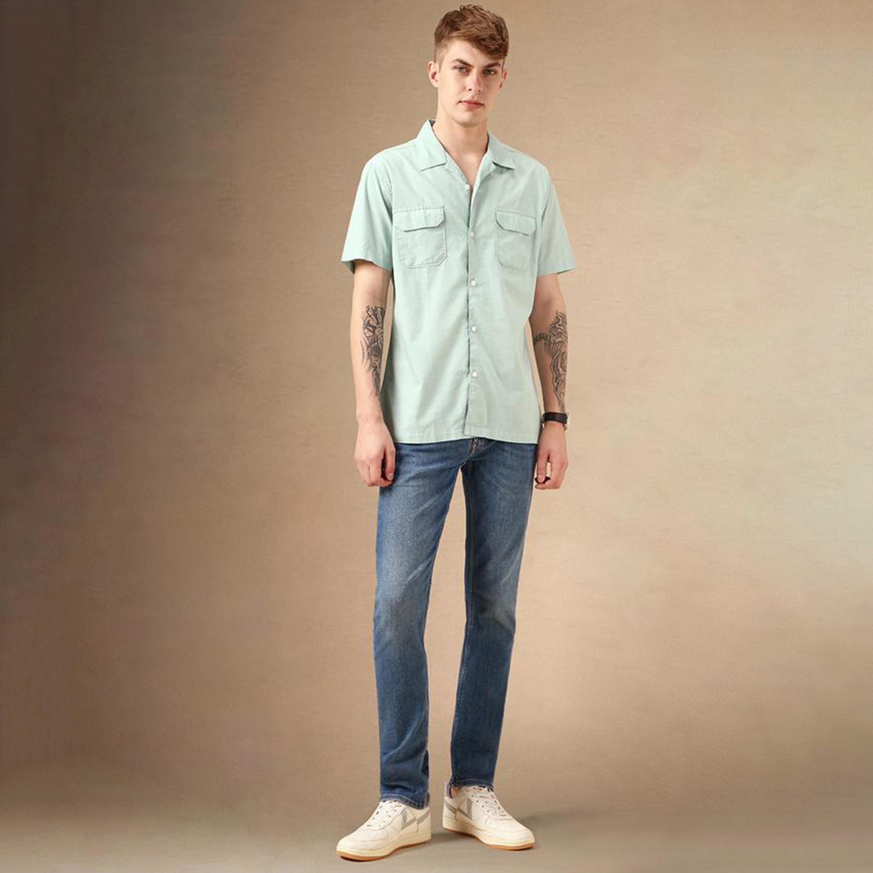 Dennis Lingo X Styli Solid Regular Fit Spread Collar Shirt With Pockets-men-clothing-shirts-image-5