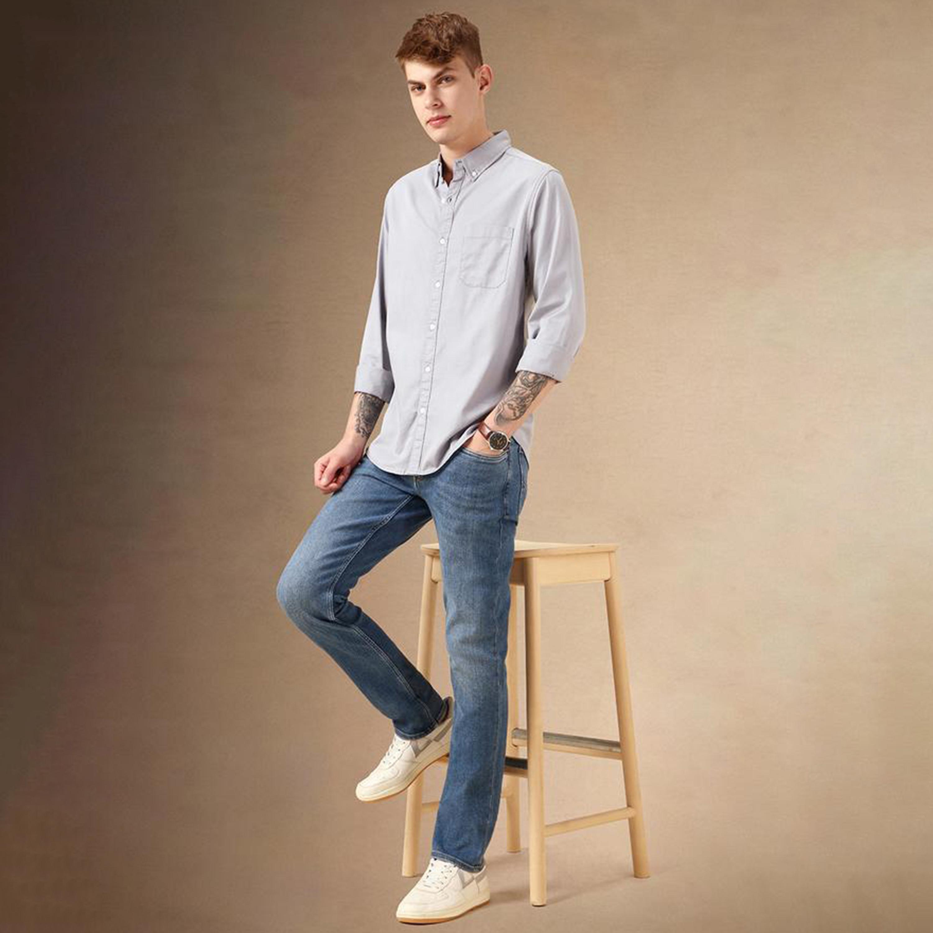Dennis Lingo X Styli Solid Relaxed Fit Spread Collar Shirt With Pocket-men-clothing-shirts-image-5