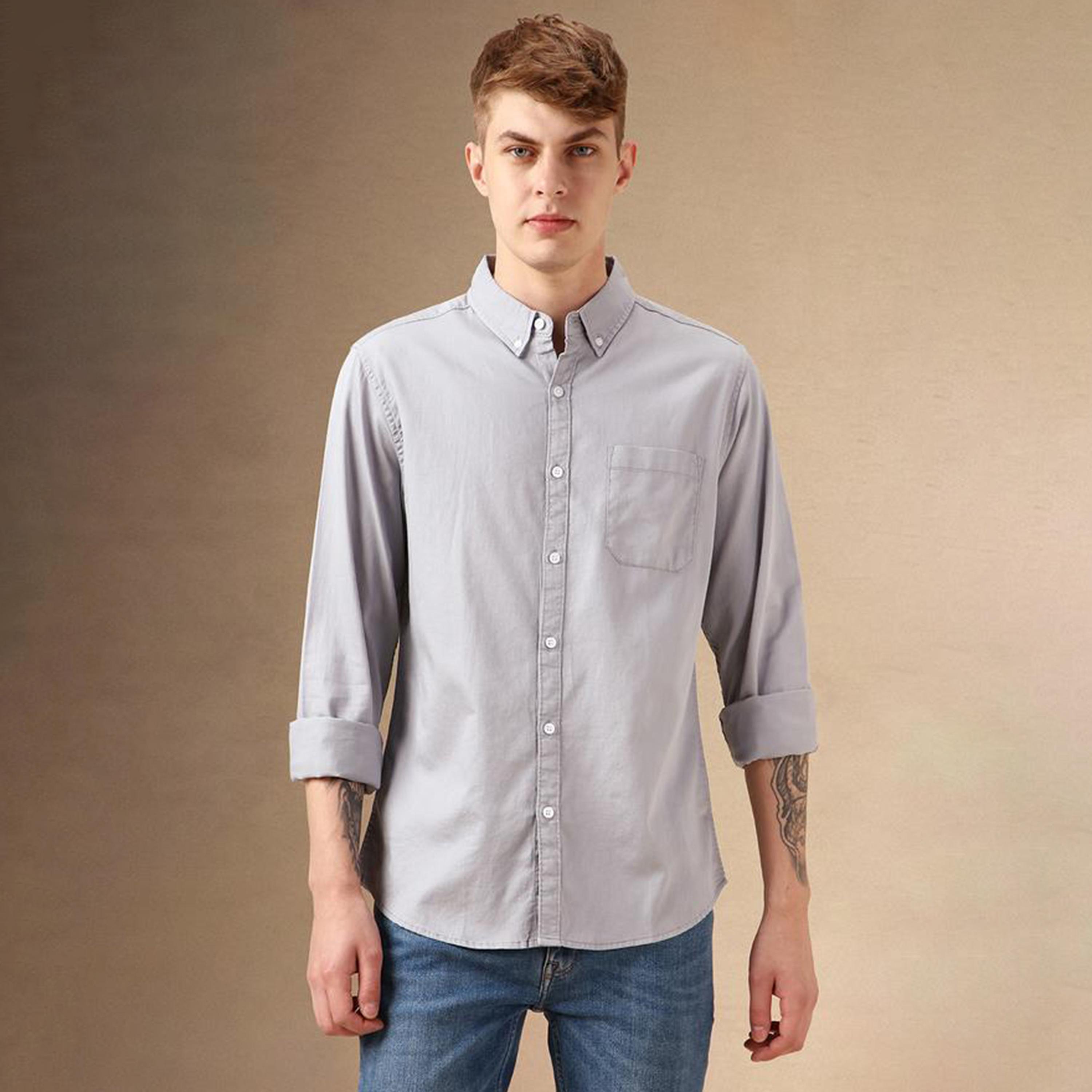 Dennis Lingo X Styli Solid Relaxed Fit Spread Collar Shirt With Pocket-men-clothing-shirts-image-6