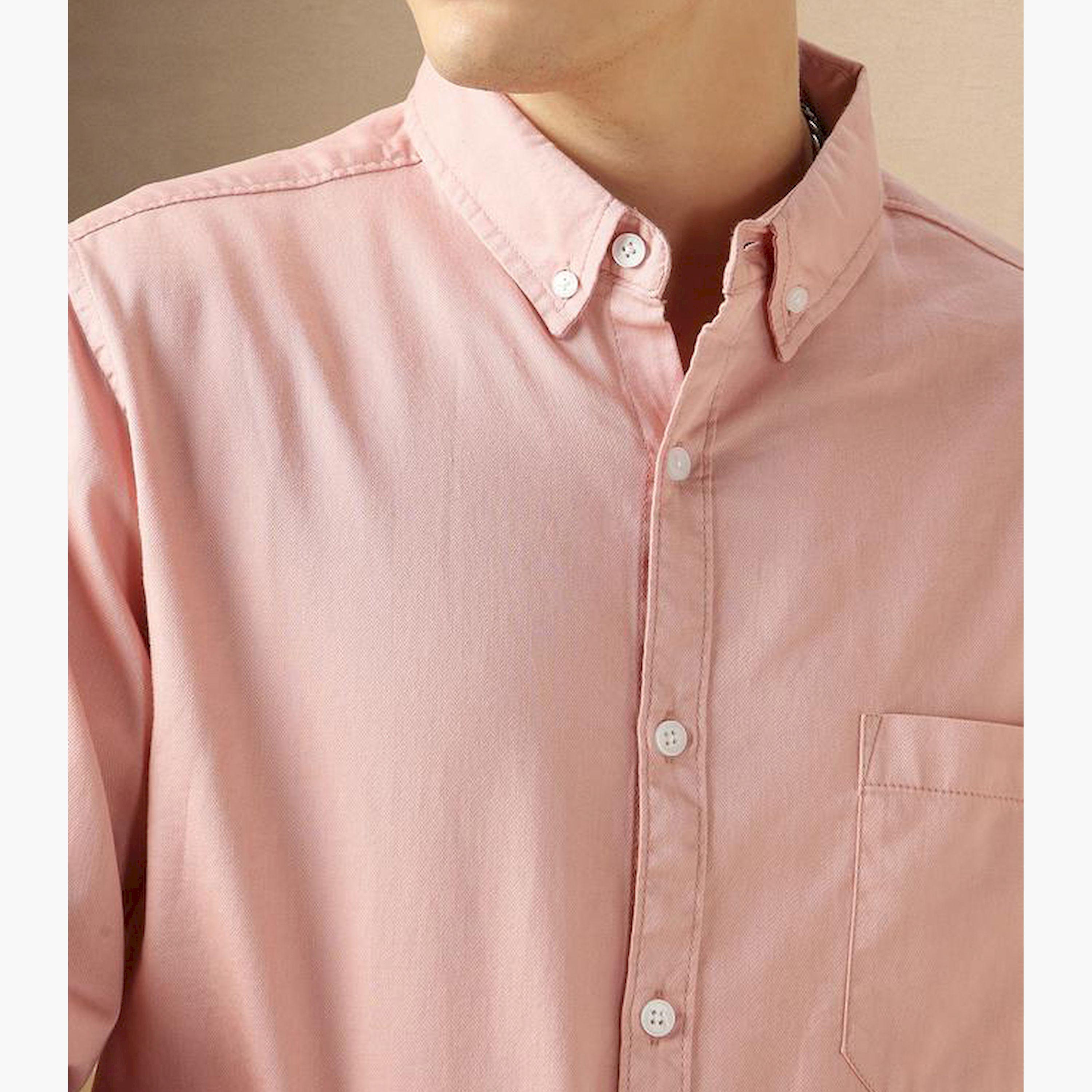 Dennis Lingo X Styli Relaxed Fit Pink Cotton Casual Shirt Button Down Collar-men-clothing-shirts-image-4
