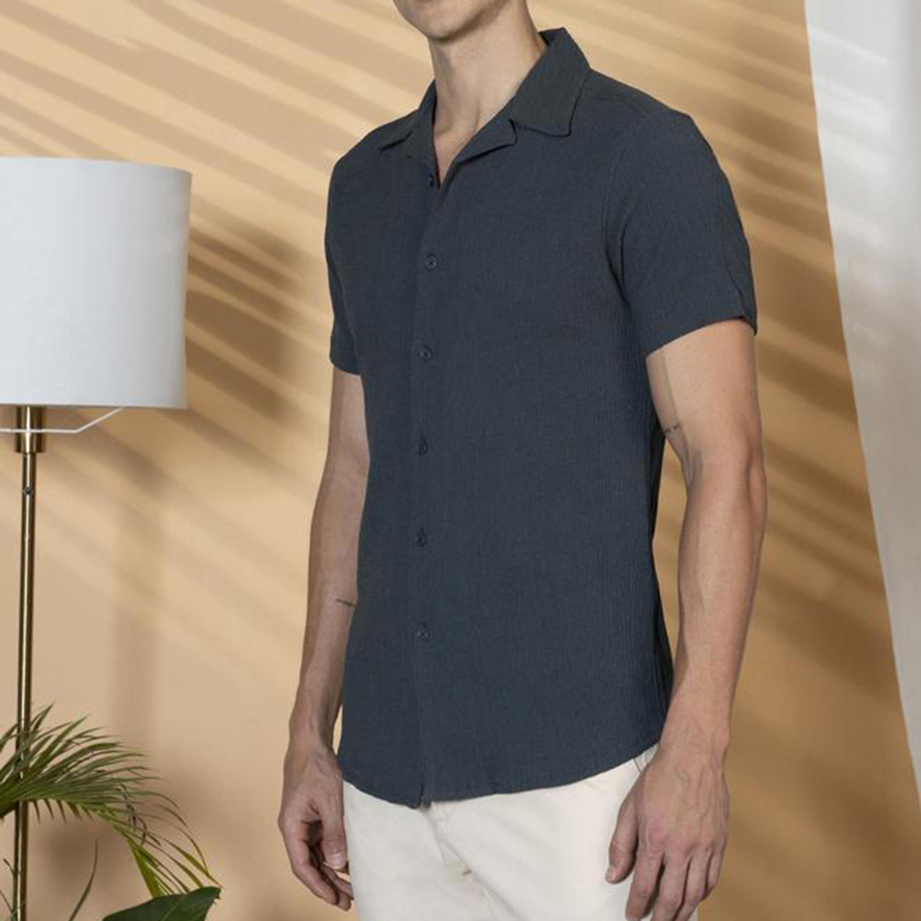 Dennis Lingo X Styli Solid Relaxed Fit Spread Collar Shirt-men-clothing-shirts-image-2